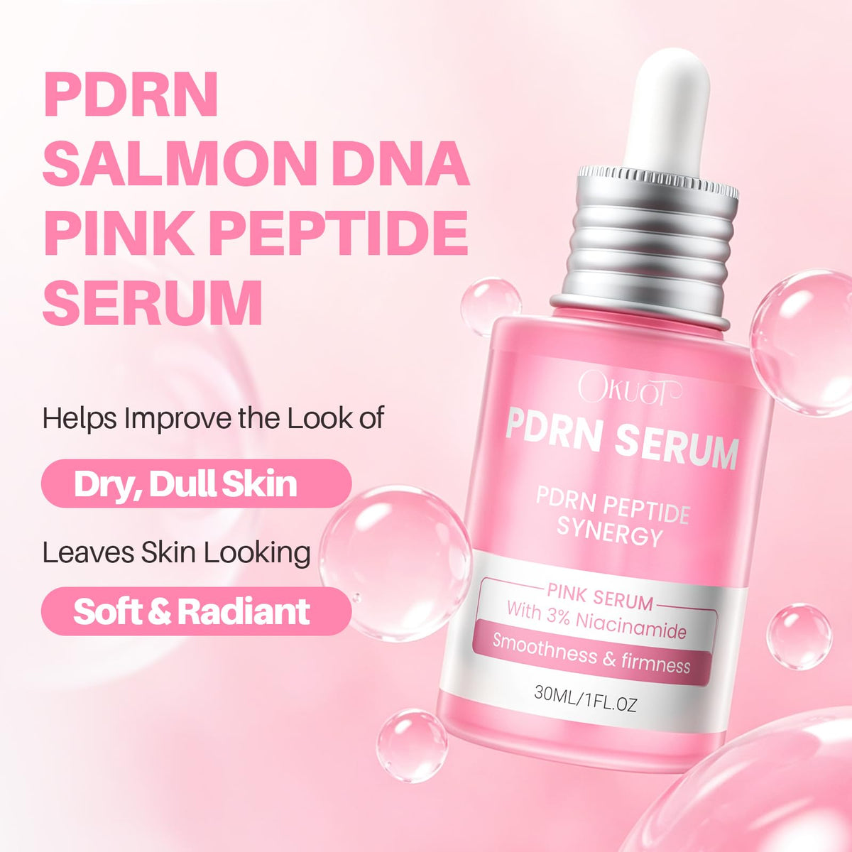 PDRN Pink Serum 10000ppm Salmon DNA Niacinamide Peptides 1 - OKUOT Official Imagery - 3