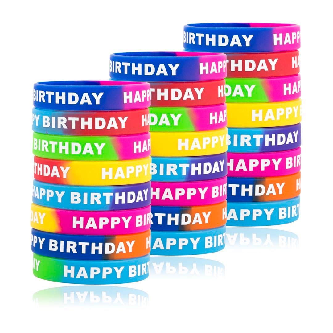 ARTLYMERS Happy Birthday Rubber Bracelets, 24pcs Silicone Wrist - Product Imagery