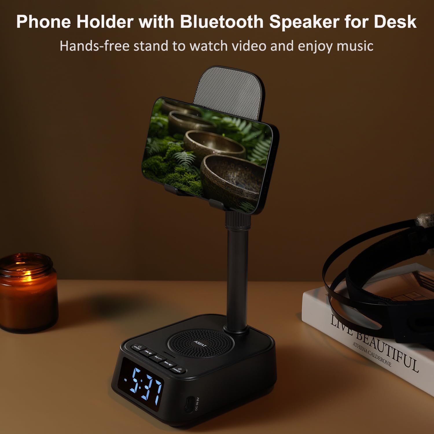 ASEAT Gifts for Men Women, Adjustable Phone Stand Bluetooth Speaker, Birthday Gi - ASEAT Official Product View 3