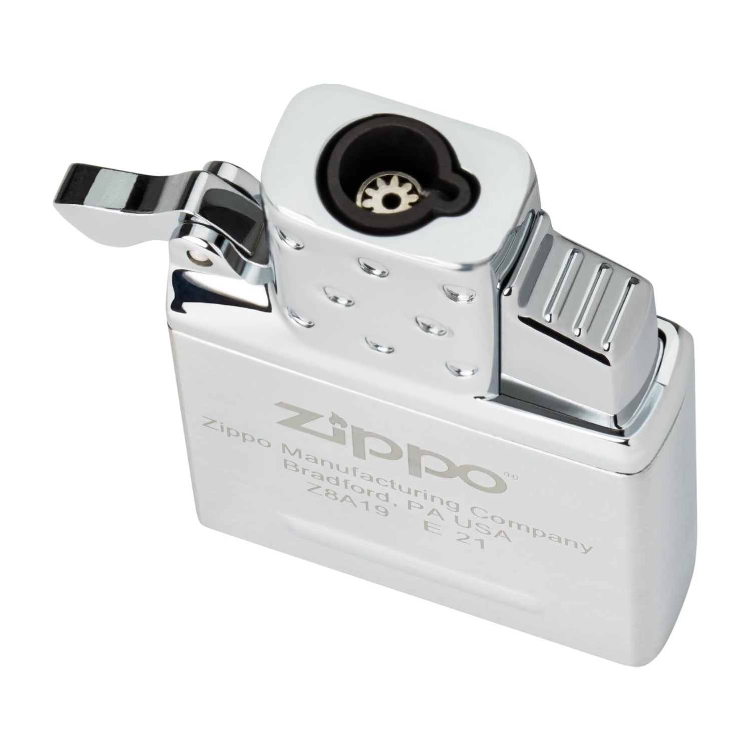 Zippo single torch butane lighter insert with metal construction and adjustable flame for precise lighting.
