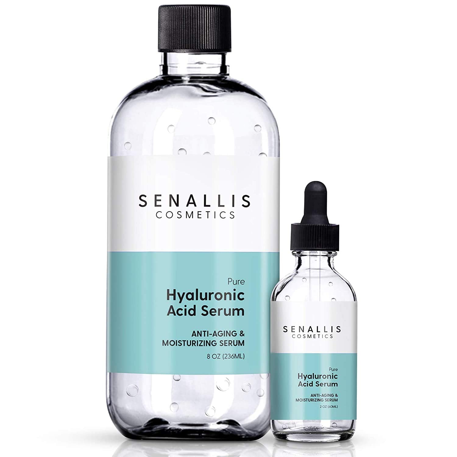 SenAllis Cosmetics Hyaluronic Acid Serum 8 fl oz And 2 fl oz, Made From Pure - SenAllis Cosmetics Official Product View 2