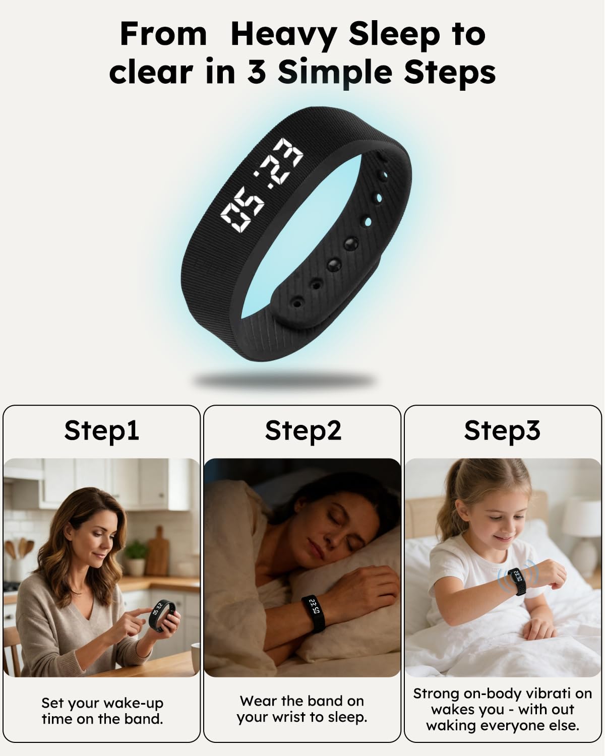 RITHEM Vibrating Alarm Clock Watch for Heavy Sleepers, Silent Wake Up - View 5
