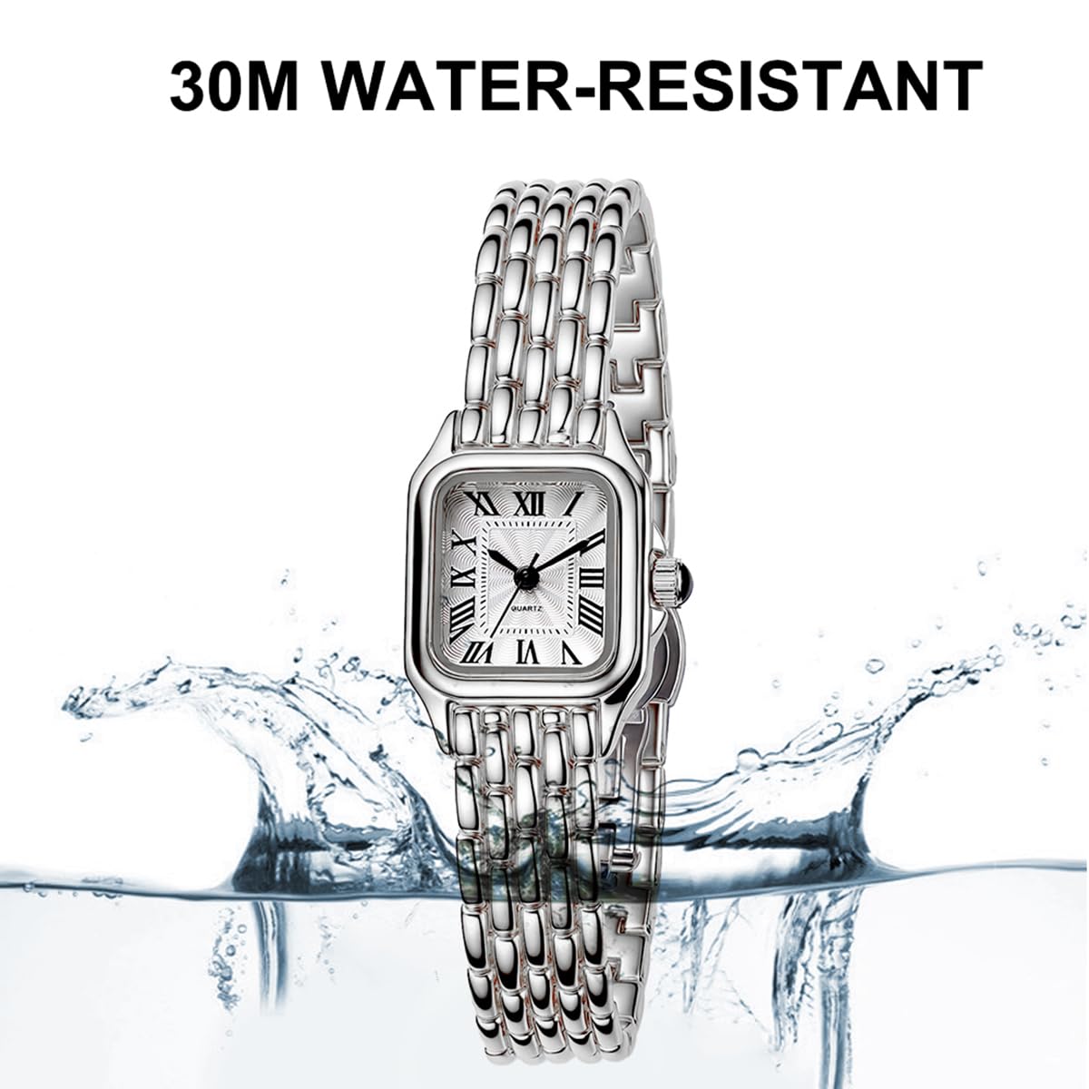 Gold Watches for Women with Square Roman Dial Vintage Small - ADSBIAOYE Official Imagery - 5