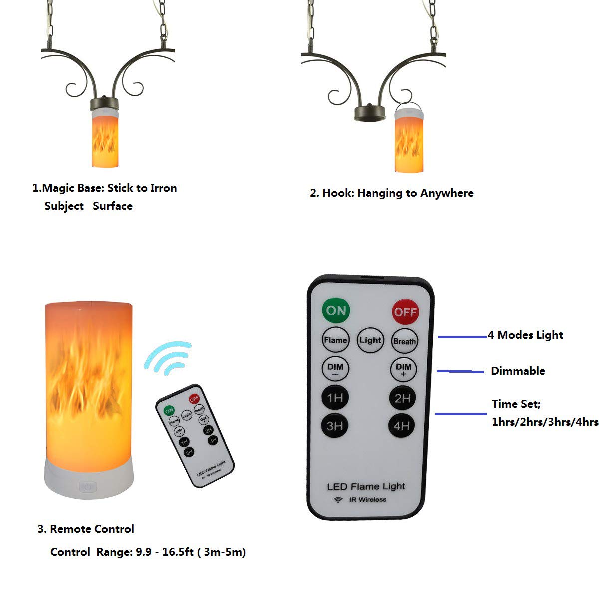 QLEE 2 Pack Led Flame Effect Lantern Light Usb Rechargeable - QLEE Official Imagery - 3