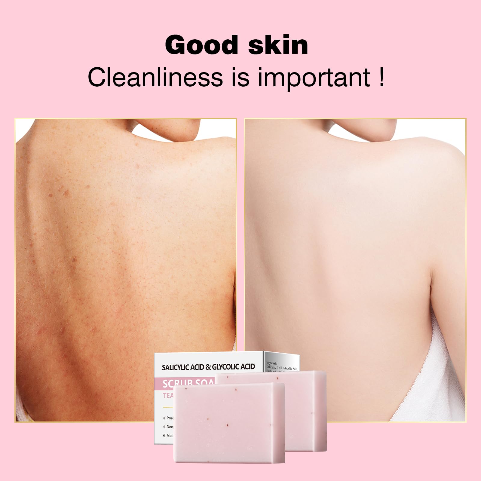 YAFUSIPE Salicylic Acid Scrub Soap, Face Bath Soap Bar with Glycolic Acid Tea - YAFUSIPE Official Product View 3