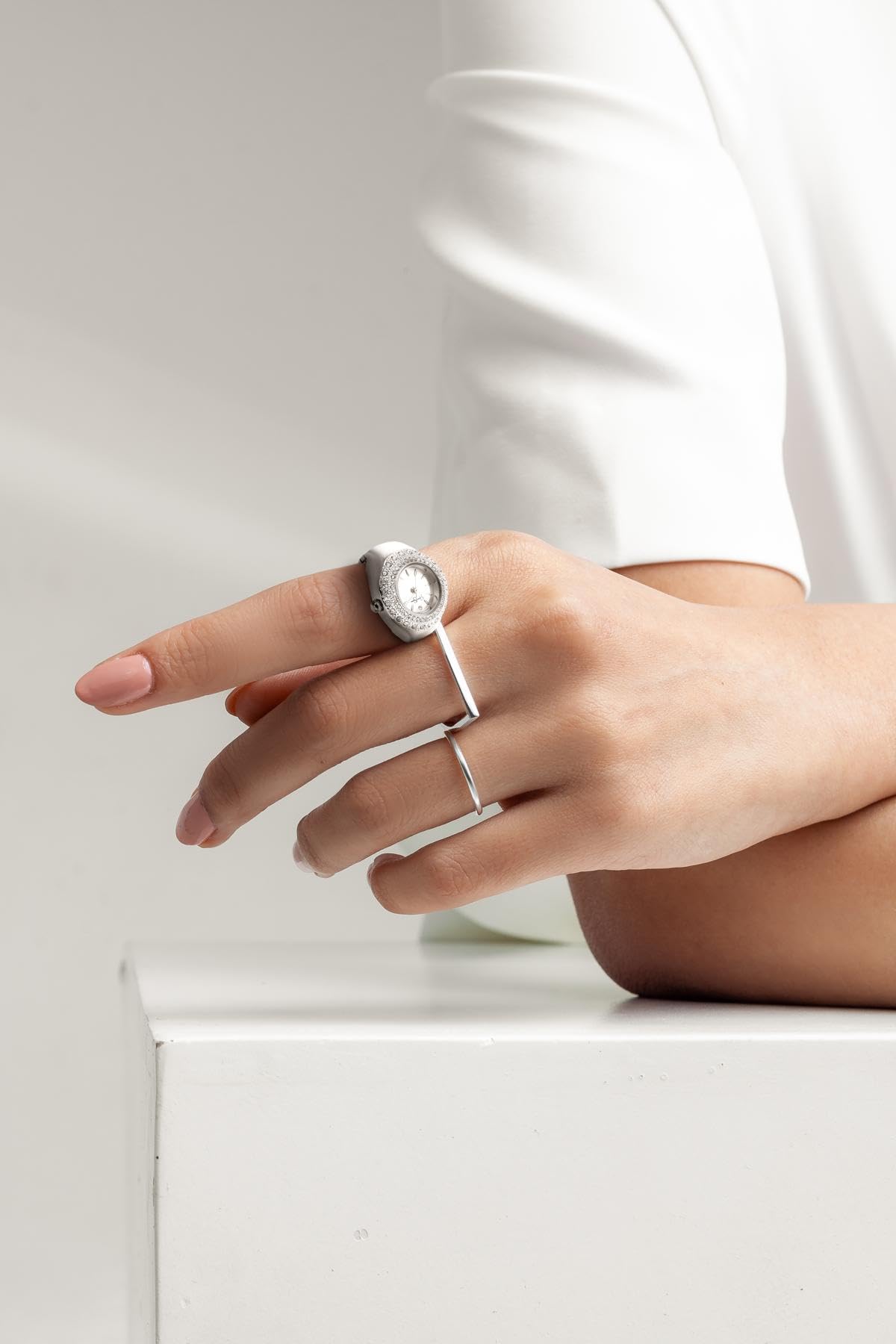 Jessica Simpson Women s Silver Adjustable Ring Watch Crystal - Jessica Simpson Official Imagery - 4