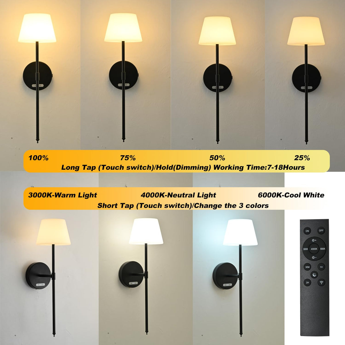 wall Light sconces Battery Operated Wireless Rechargeable - Mywellian Official Imagery - 3