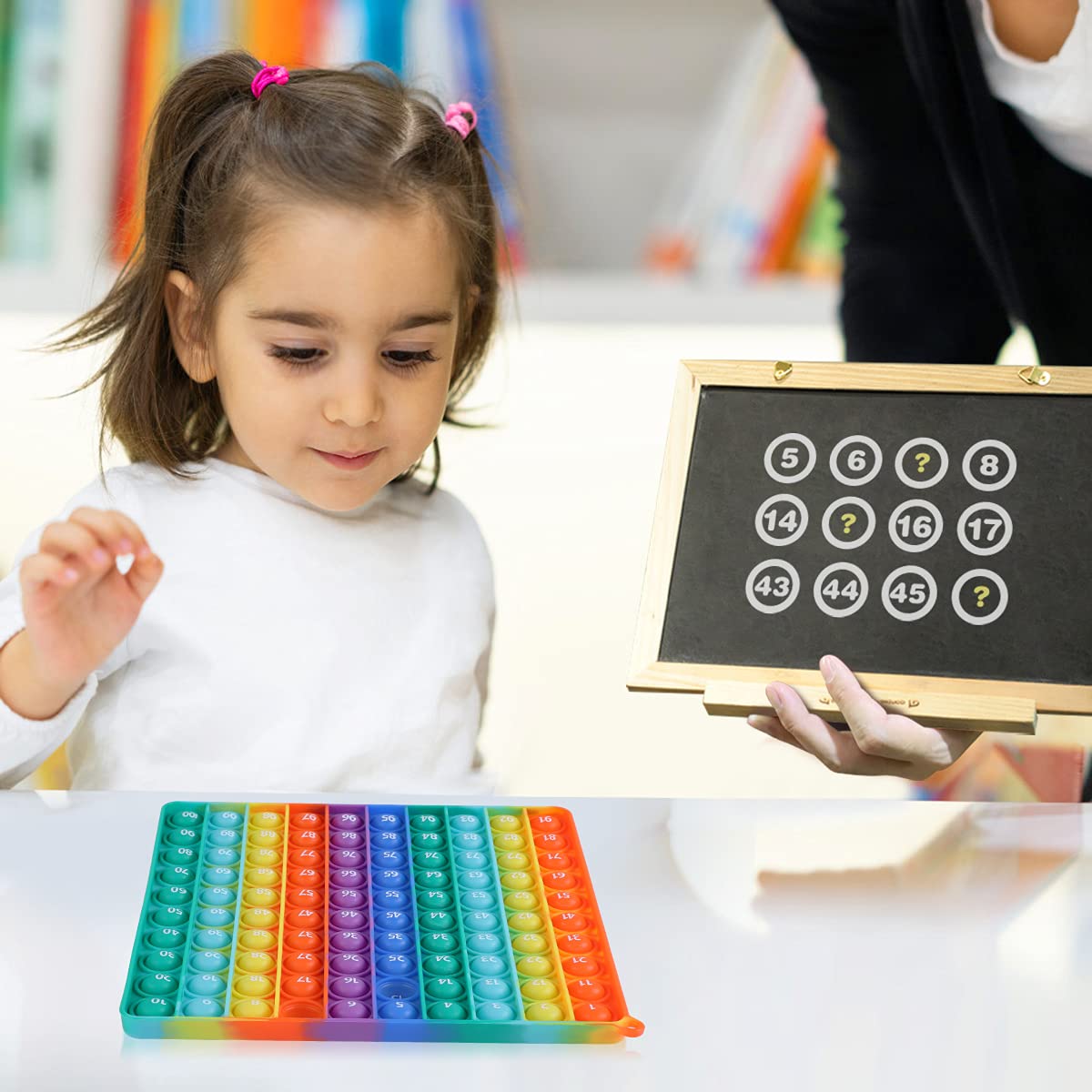 AK-SHIP 7.8in Big Size P0pp Math Toys , Rainbow Square Fidget Tto - AK-SHIP Official Product View 2