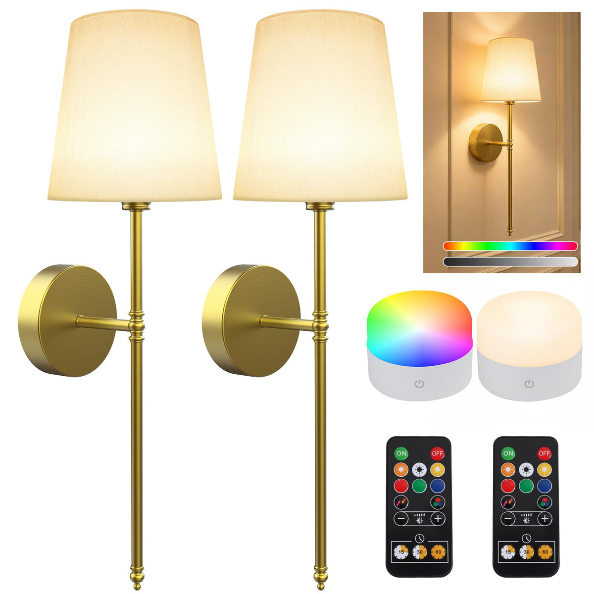 Wall Sconces Set of Two Battery Operated Rechargeable - XILLUMI CORE Official Imagery - 1