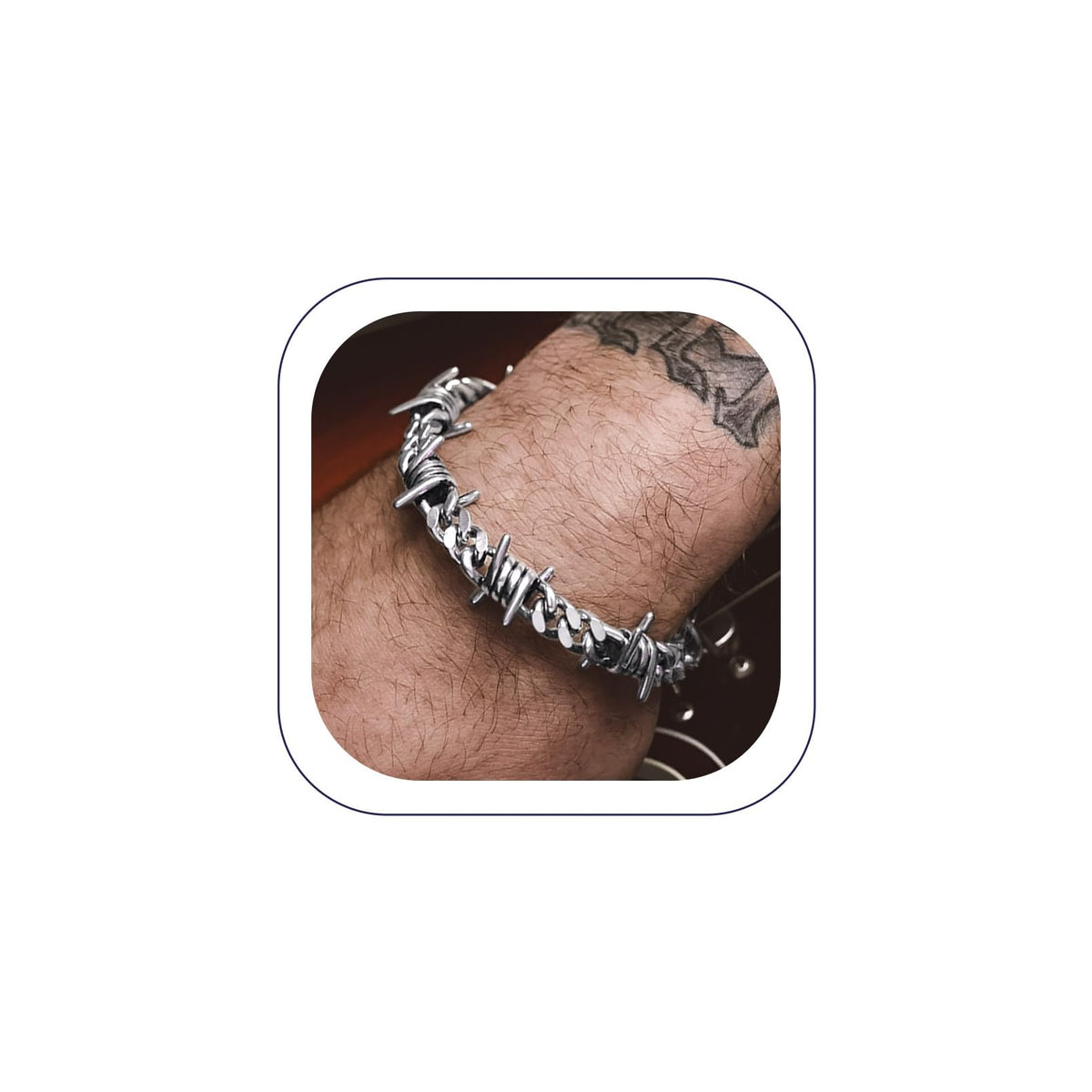 Bandmax Bold Punk Stainless Steel Barbed Wire Chain Bracelet - Bandmax Official Imagery - 1