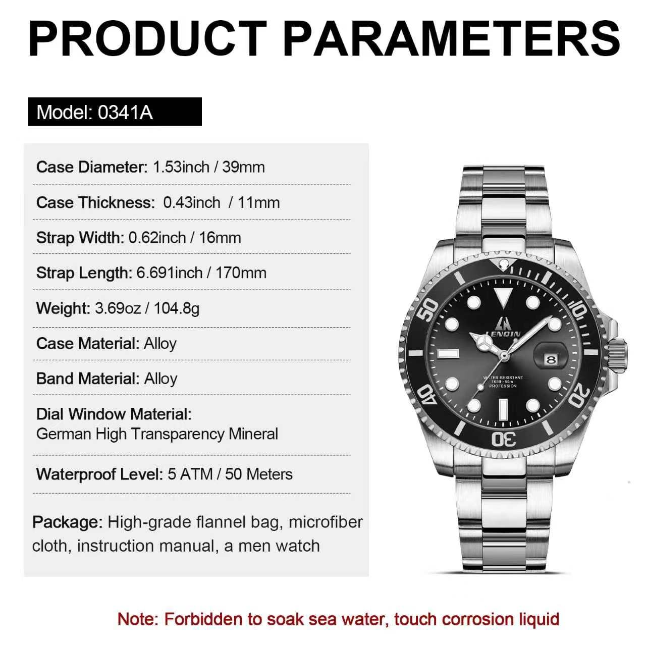 LN LENQIN Mens Watches Stainless Steel Waterproof Watch for Men - View 6