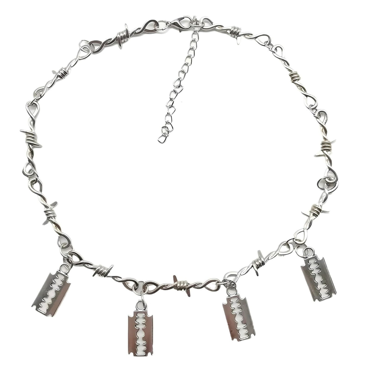 925 Sterling Silver Blade Barbed Wire Necklace Bracelet For - Premium Selection Official Imagery - 6