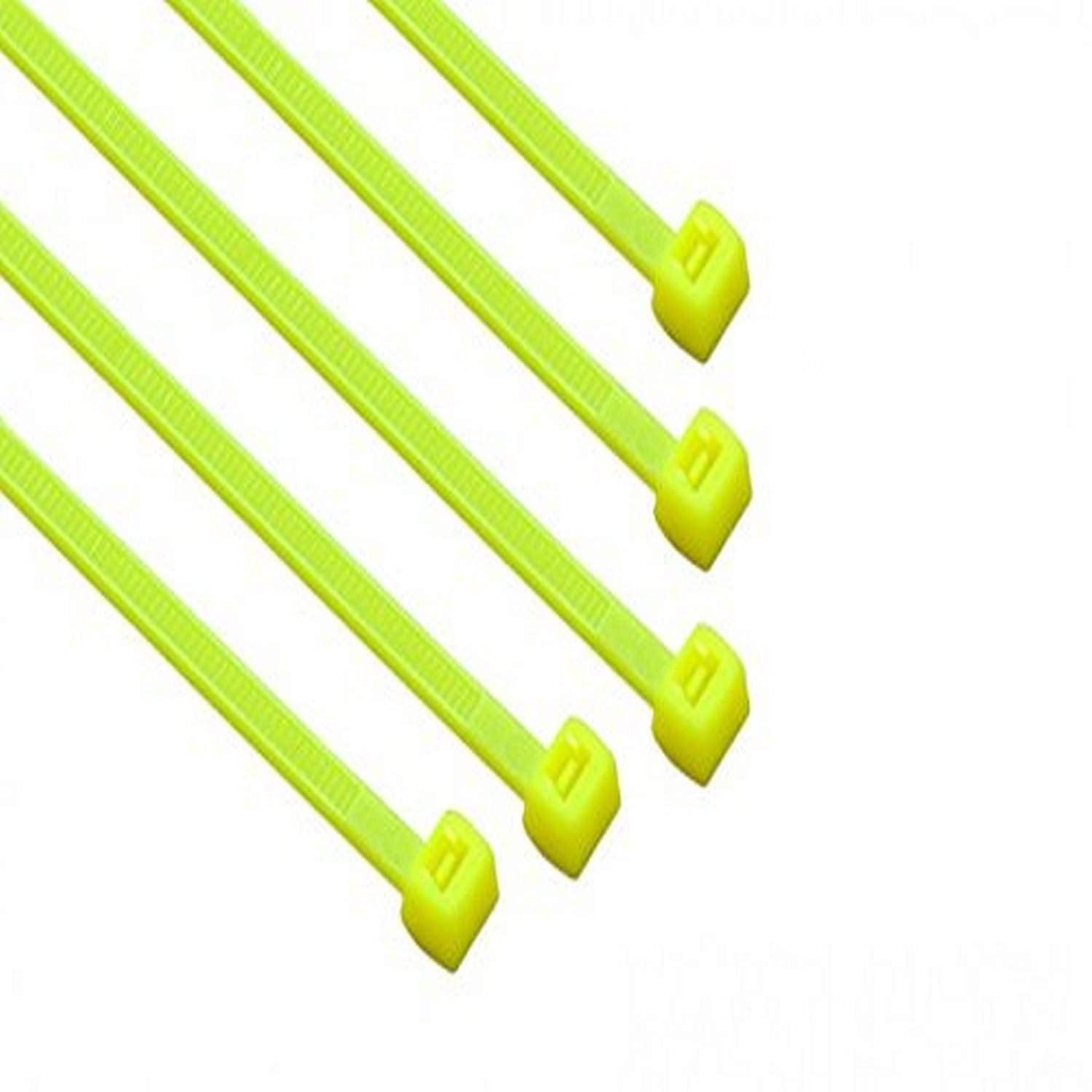 Yellow 8-inch standard nylon cable ties, 75-lb strength, 100-pack from South Main Hardware, ideal for bundling and organizing cables.