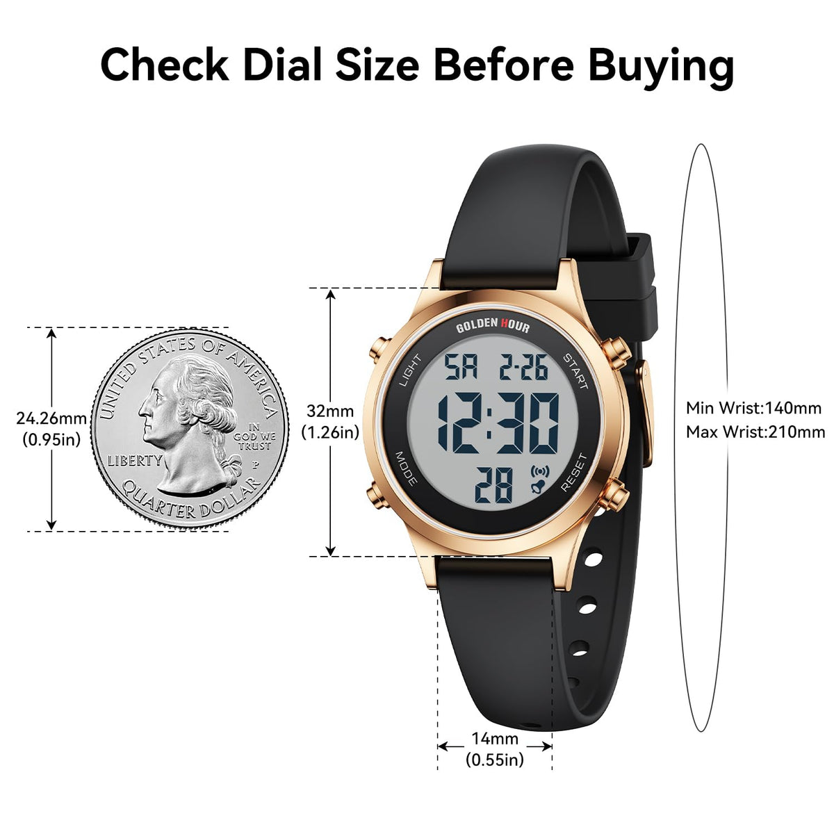 GOLDEN HOUR Waterproof Women s Digital Sports Watches with - GOLDEN HOUR Official Imagery - 4