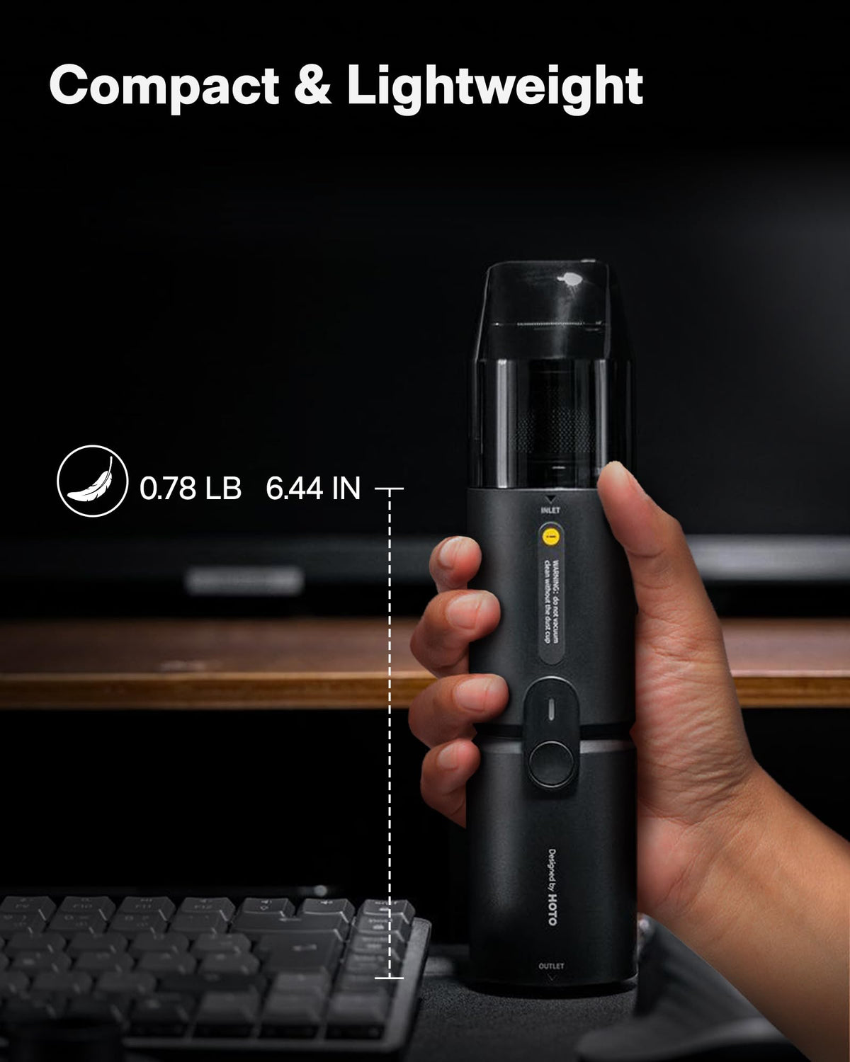 HOTO Handheld Desk Vacuum Cordless Small Vacuum Cleaner - HOTO Official Imagery - 3