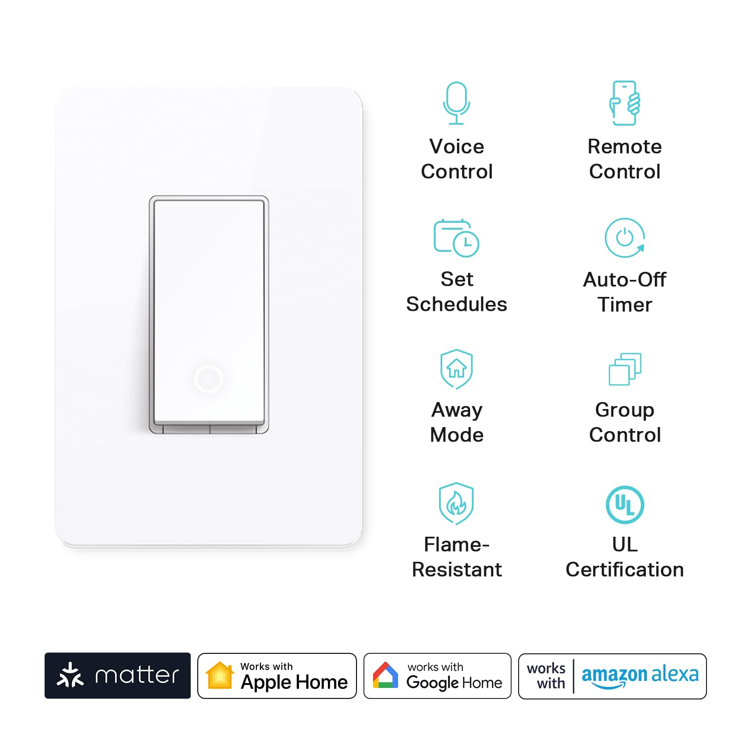 Kasa Smart Kasa Matter Smart Light Switch, KS205P3, Single Pole, Need Neutral Wi - Kasa Smart Official Product View 3