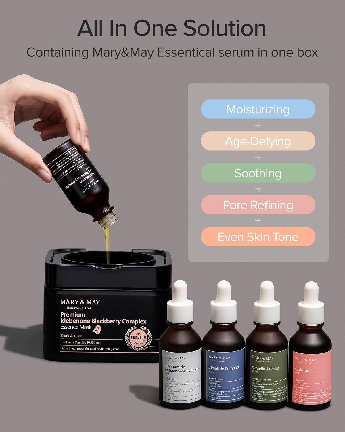 Mary May Idebenone Blackberry Essence Mask Bamboo Charcoal - Mary&May Official Imagery - 4