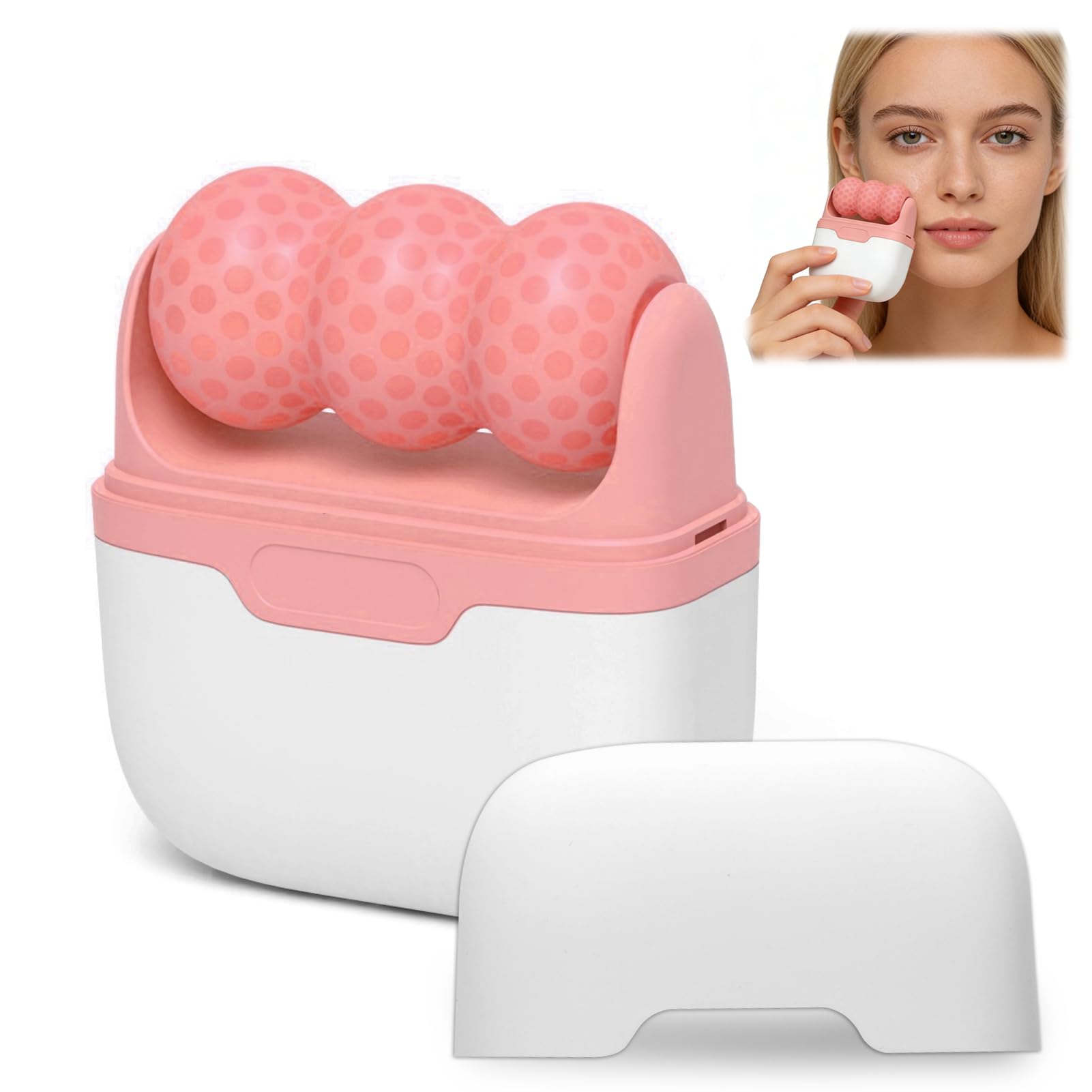 Nextpal ice roller for face and eyes, pink double-ended facial massager for puffiness reduction and skin cooling therapy.