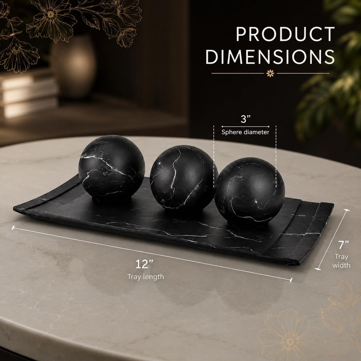 Creative Scents Black Marble Look Home Decor Bowl and Orb - Creative Scents Official Imagery - 4