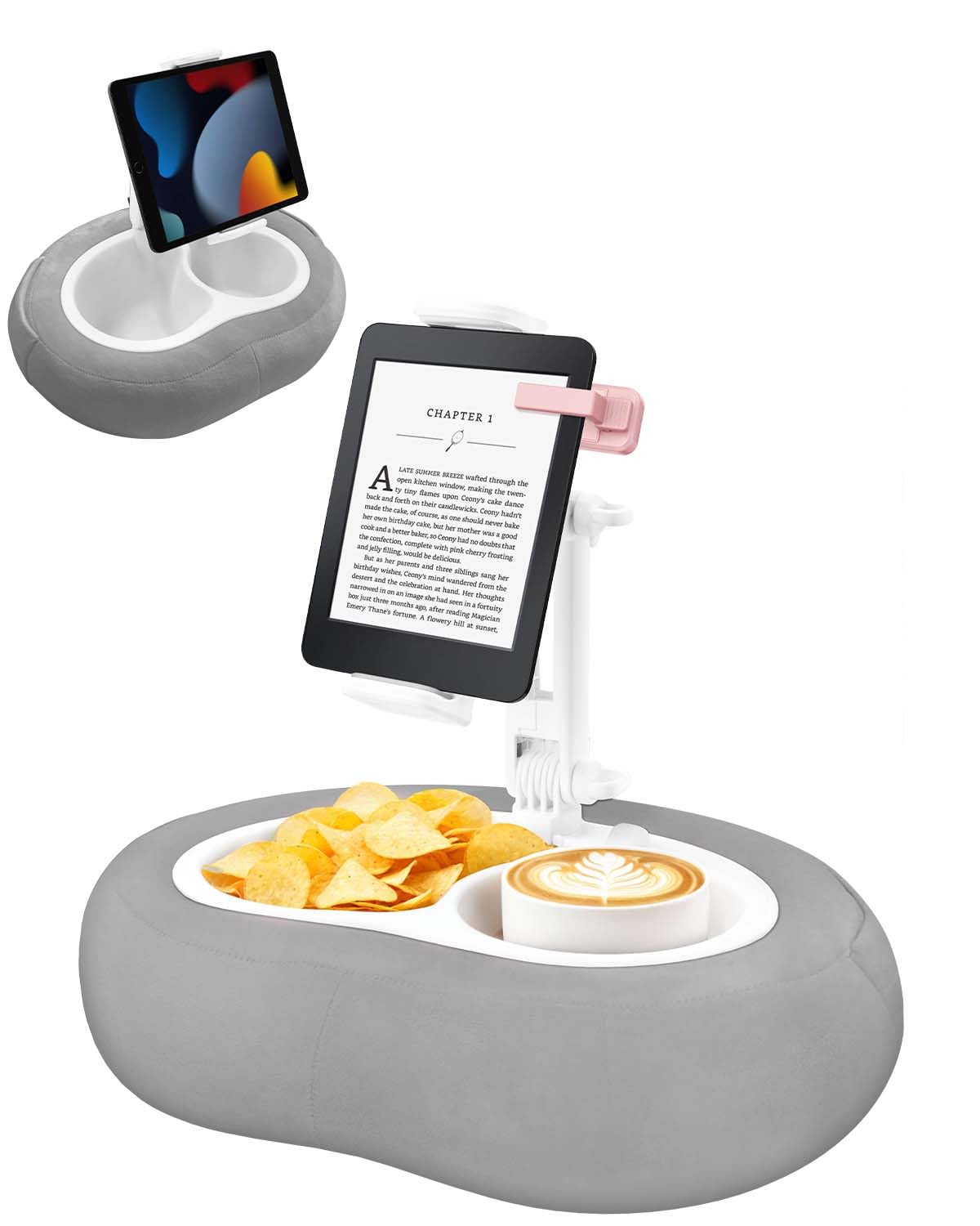 Miledi Tablet Pillow Stand for Bed with Detachable Snack Bowl, Black - View 8