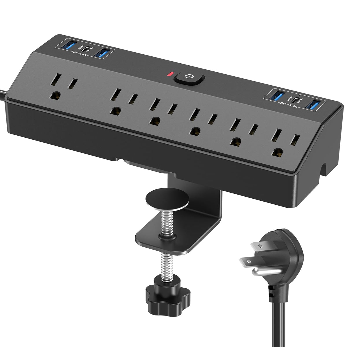 Desk Clamp Power Strip with 40W Fast Charging Station - JXGUCAT Official Imagery - 1
