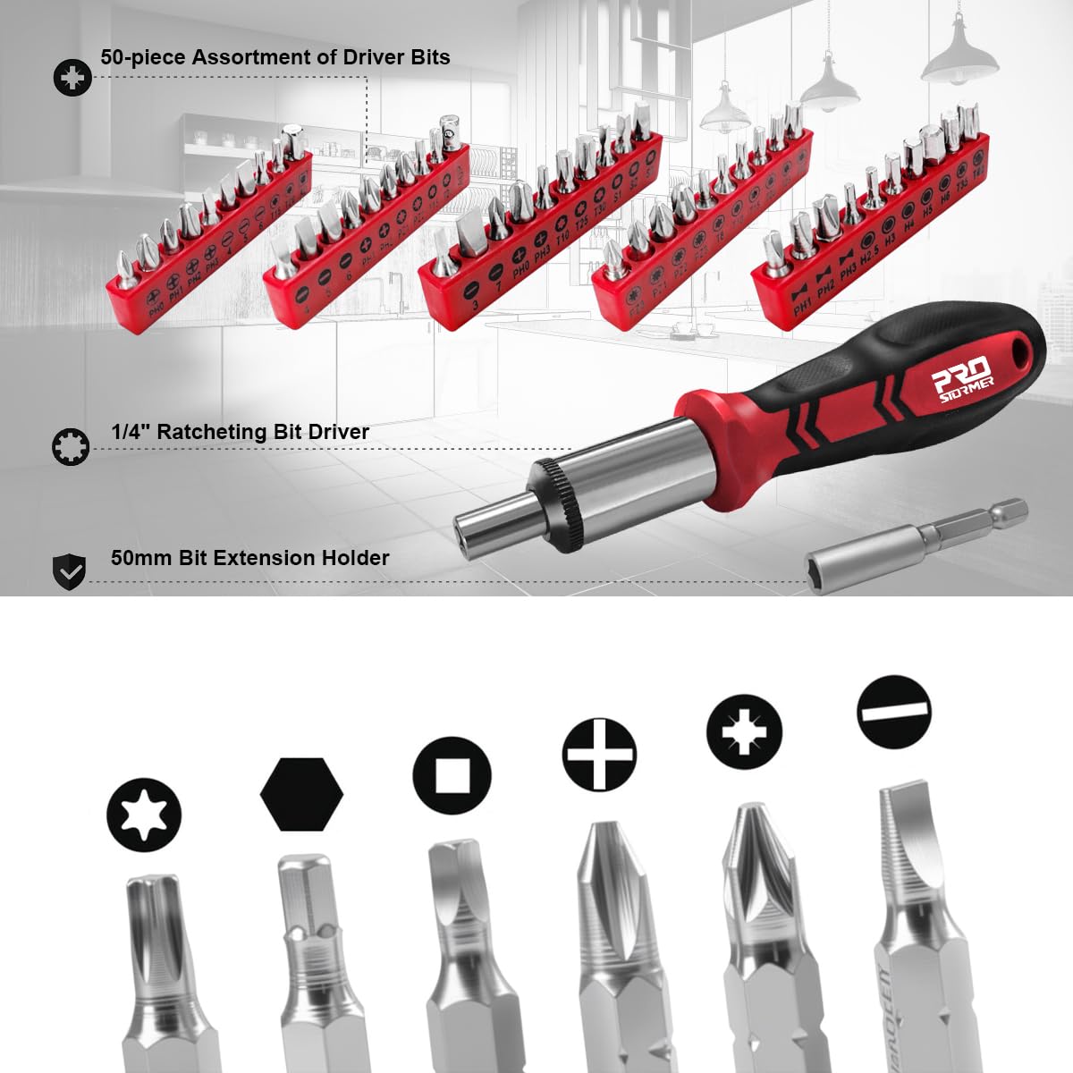 Prostormer 259 Piece Home Tool Kit with Portable Storage Box - Prostormer Official Imagery - 7