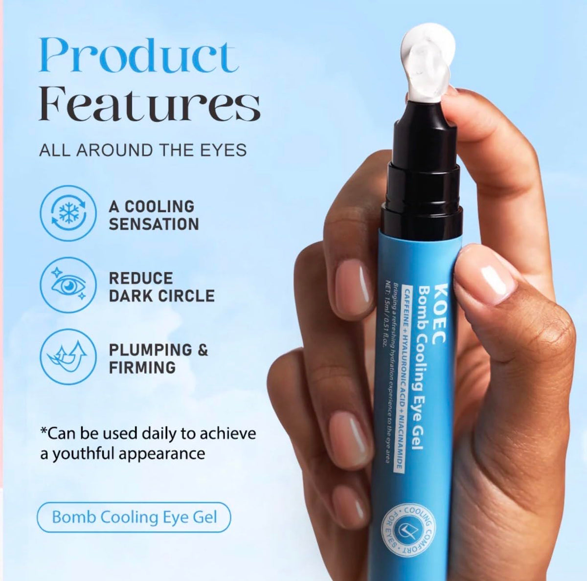 Bomb Cooling Eye Gel Hydrating Under Eye Gel for Dark Circle - BEAUTIVANA Official Imagery - 3