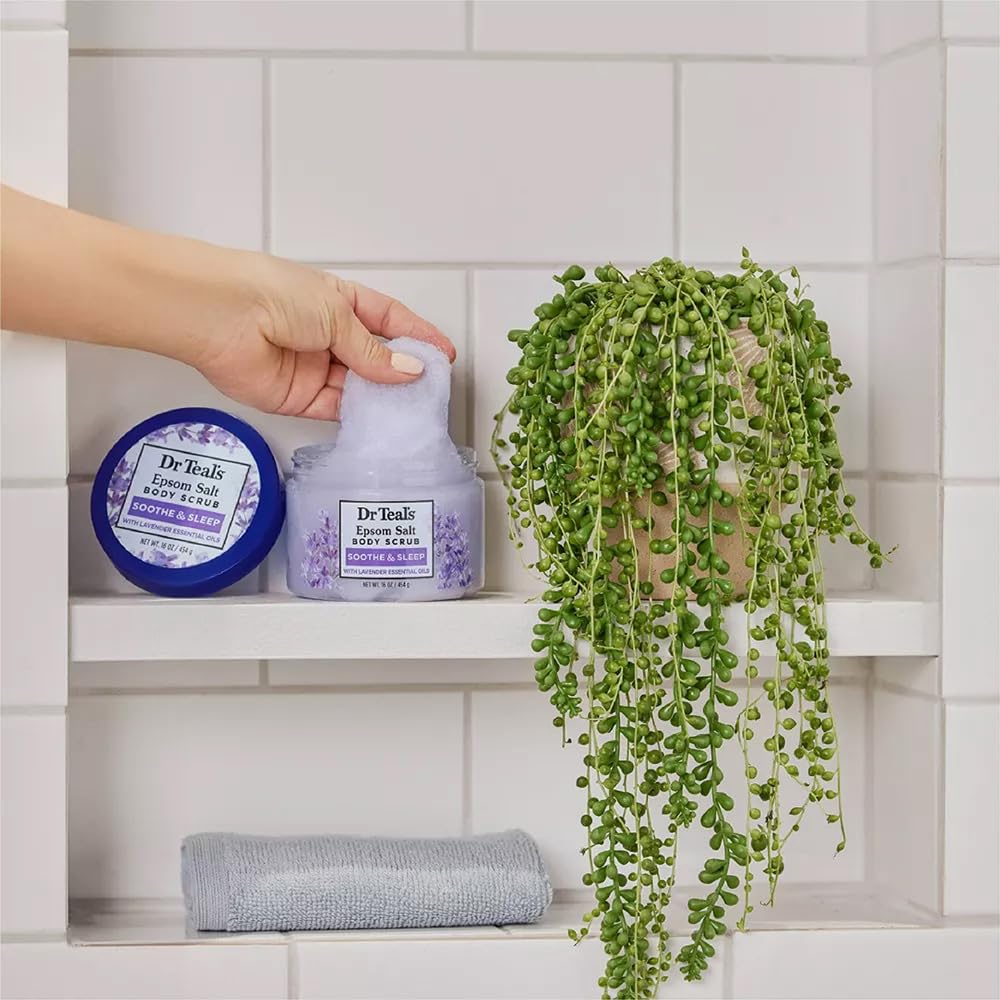 Dr Teal's Pure Epsom Salt Body Scrub, Soothe & Sleep with Lavender Essential Oils - Dr Teal's Official Product View 4