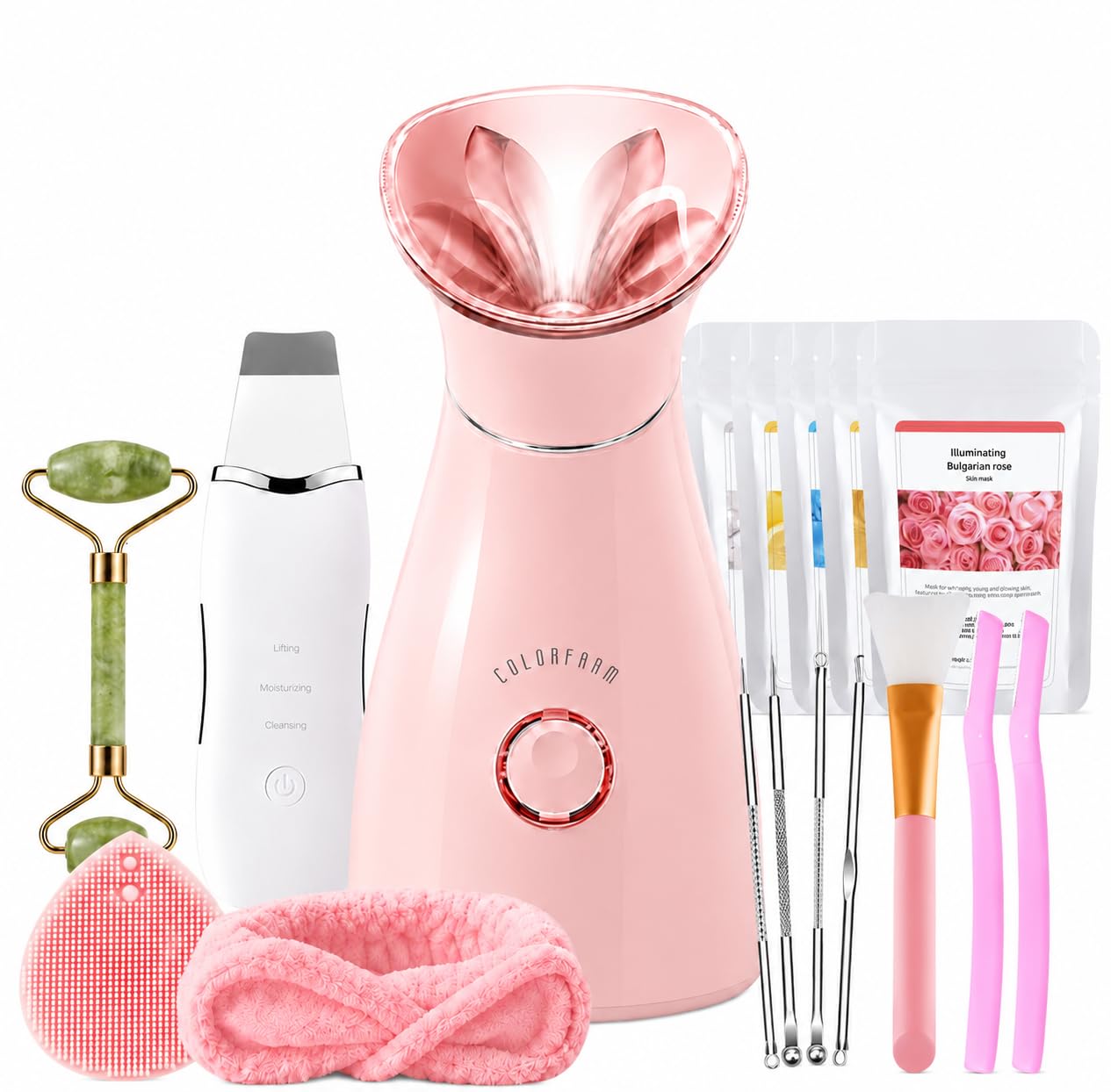Colorfarm Facial Steamer Spa Kit with 17 Skin Care Tools for - colorfarm