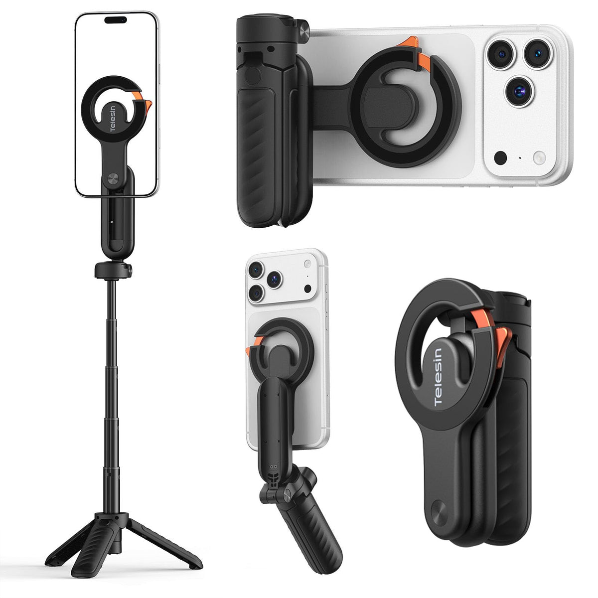 TELESIN Magnetic Mini Selfie Stick Tripod with Phone Camera - TELESIN Official Imagery - 1