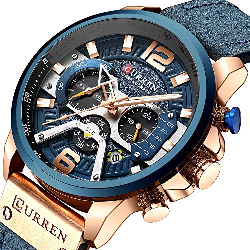 FANMIS Mens Luxury Watches Business Chronograph Dress Leather - Product Imagery