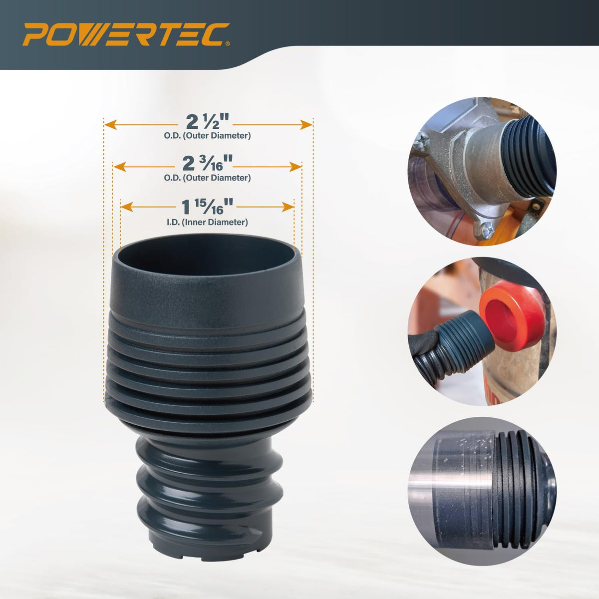 POWERTEC 70511 10 Ft Vacuum Hose Dust Collection Kit w 2 - POWERTEC Official Imagery - 6