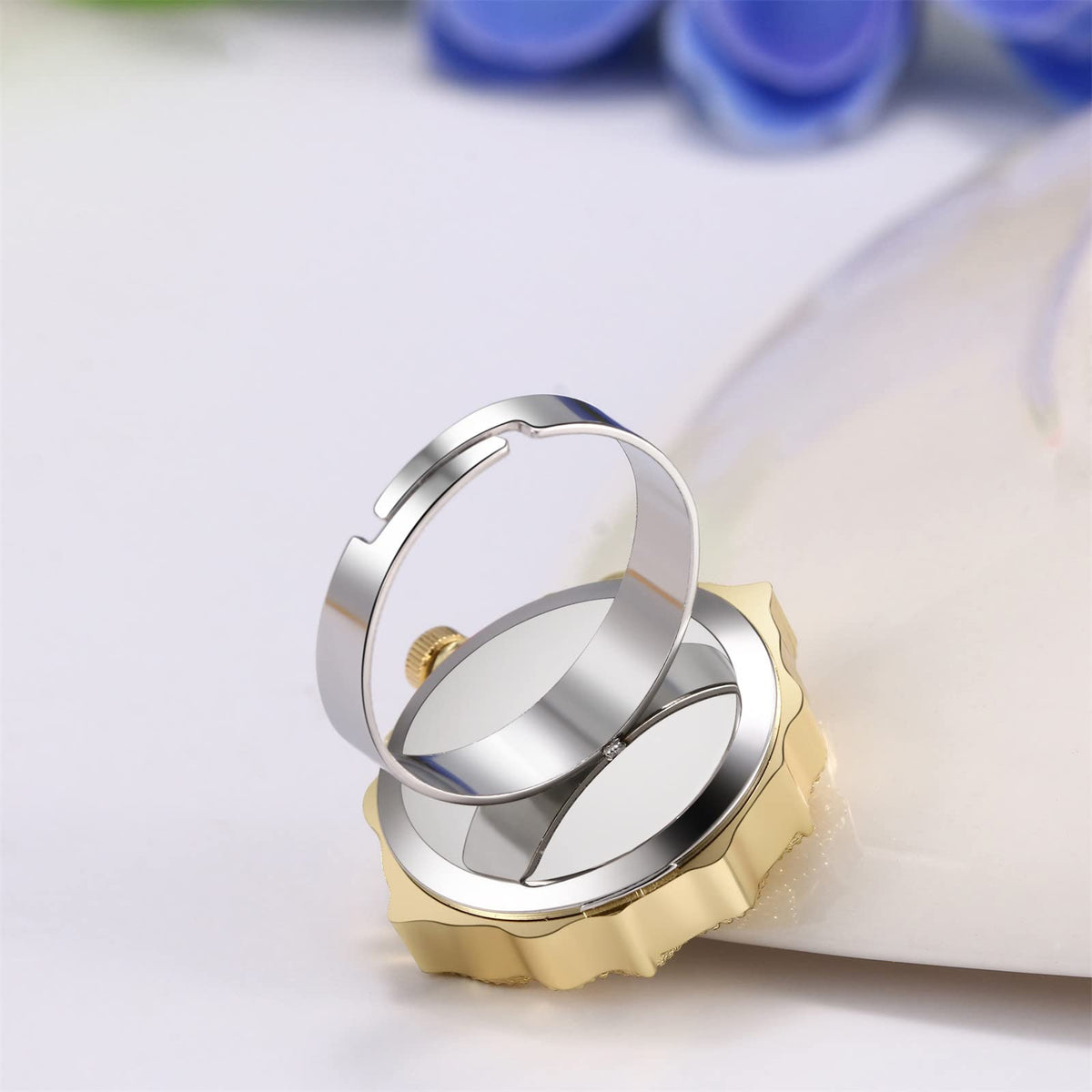 JewelryWe Novelty Finger Watch Classic Gold Silver Plated - JewelryWe Official Imagery - 7