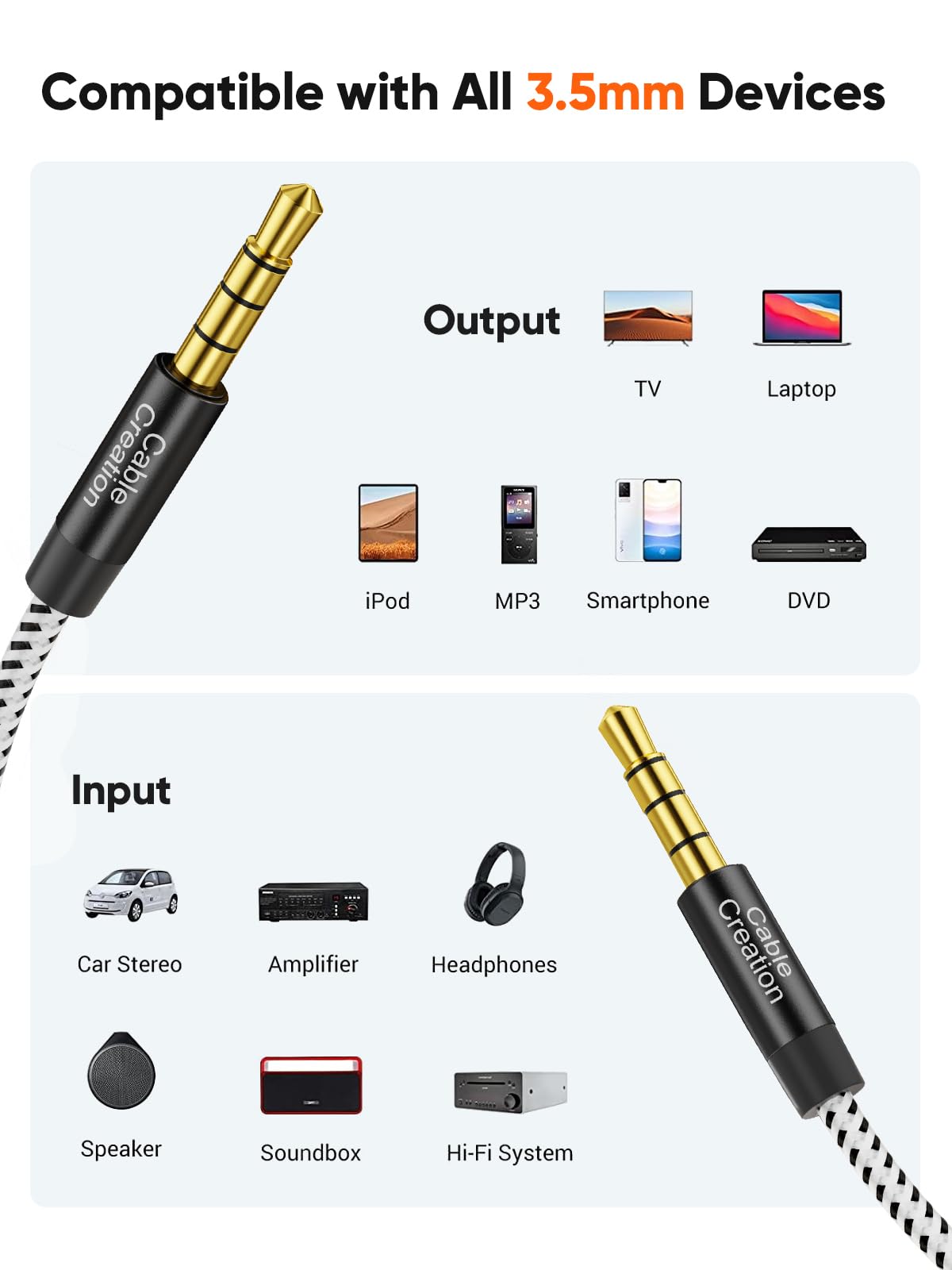 CableCreation 3.5mm TRRS Audio Cable 6FT, 4-Pole Aux Cord Hi-Fi S by CableCreation - Angle View 8