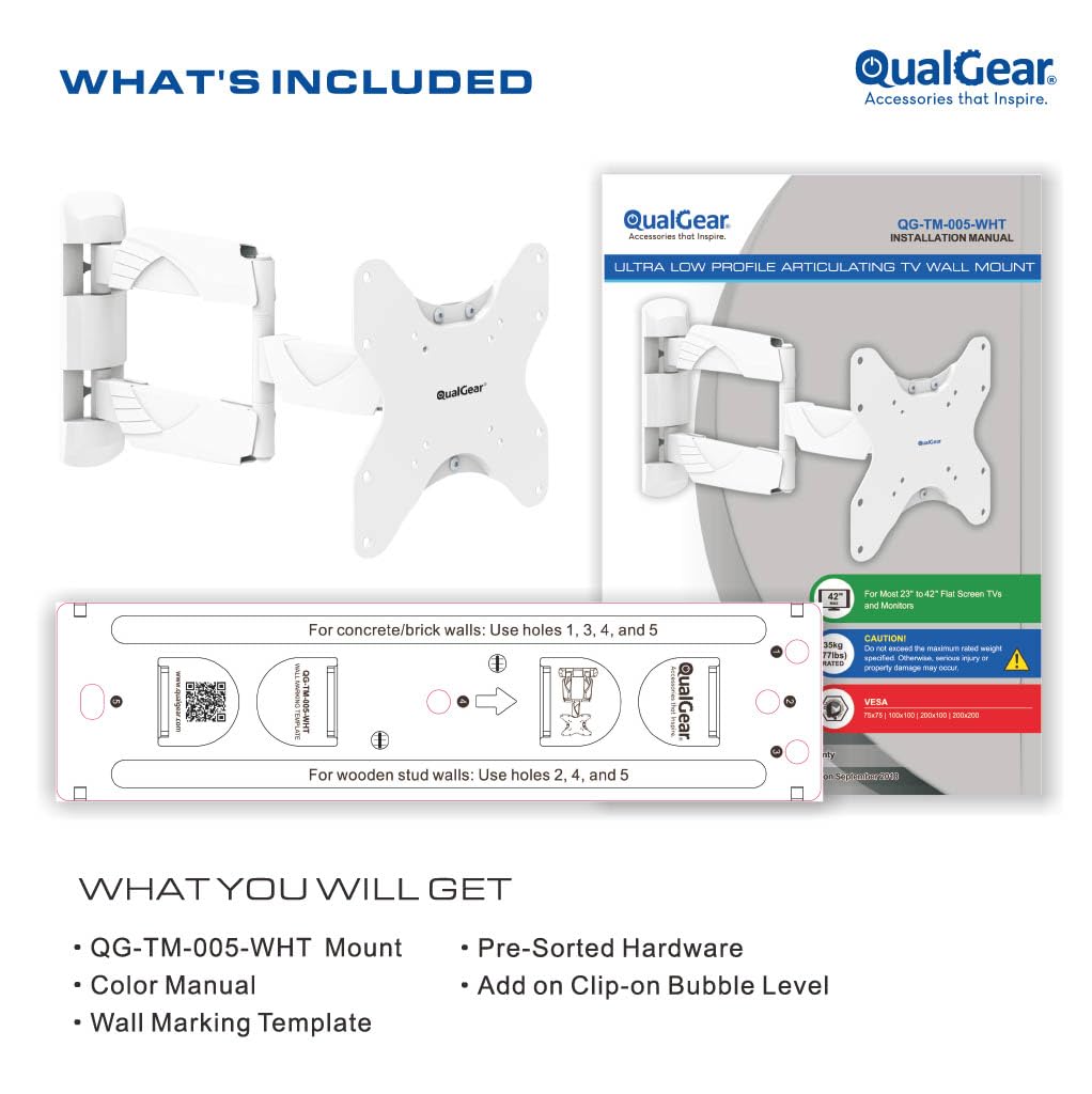 QualGear Qg TM 005 WHT 23 Inch to 42 Inch Premium Quality - QualGear Official Imagery - 3