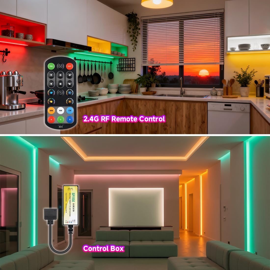BTF LIGHTING 9 8FT RGBCCT COB LED Strip Light Kit DC24V - BTF-LIGHTING Official Imagery - 4