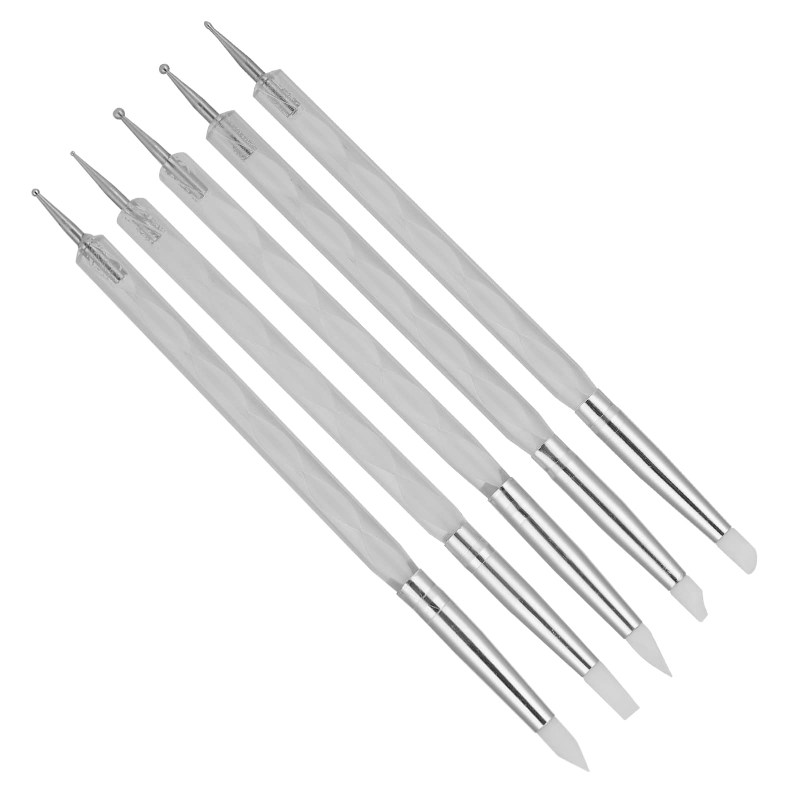 BSTiltion 5-piece dual-end nail art dotting pen set in white, perfect for detailed nail polish designs and precise nail decorating.