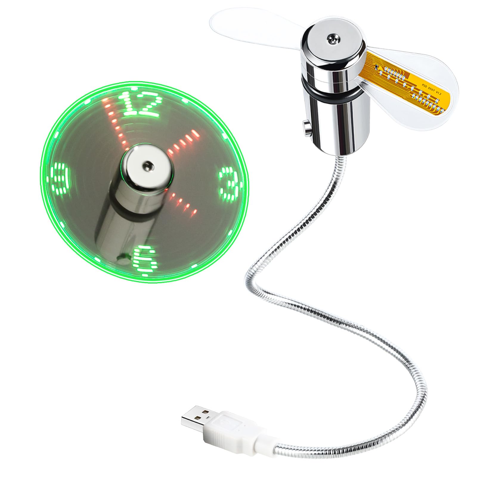 ONXE LED USB Clock Fan with Real Time Display Function,Stocking S by ONXE - Angle View 2