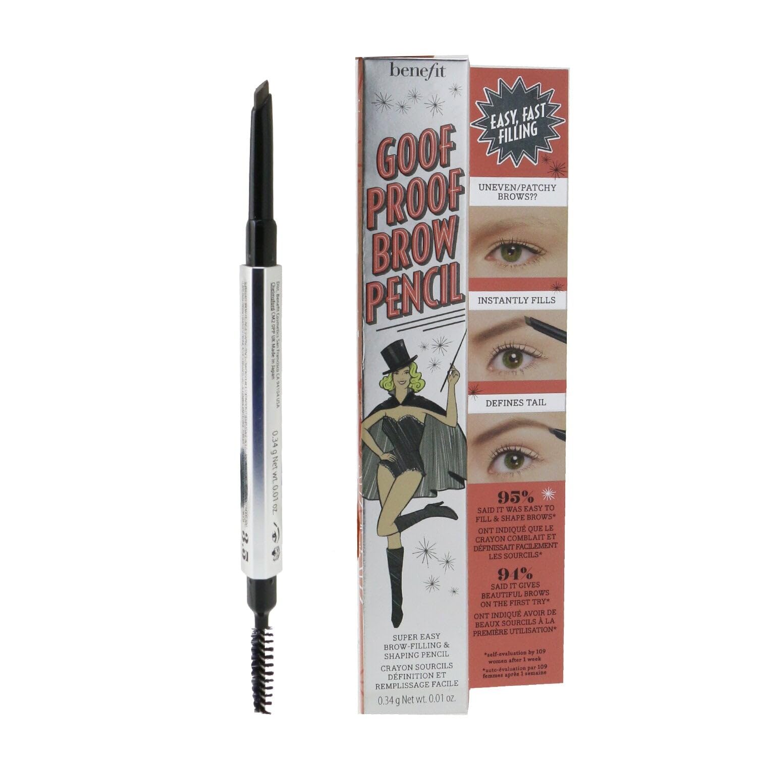 Benefit Goof Proof Brow Pencil #3.75 Warm Medium Brown, 0.01 Ounce