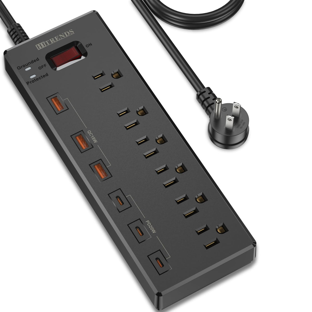 Power Strip with USB C Ports HITRENDS Surge Protector with 6 - HITRENDS Official Imagery - 2