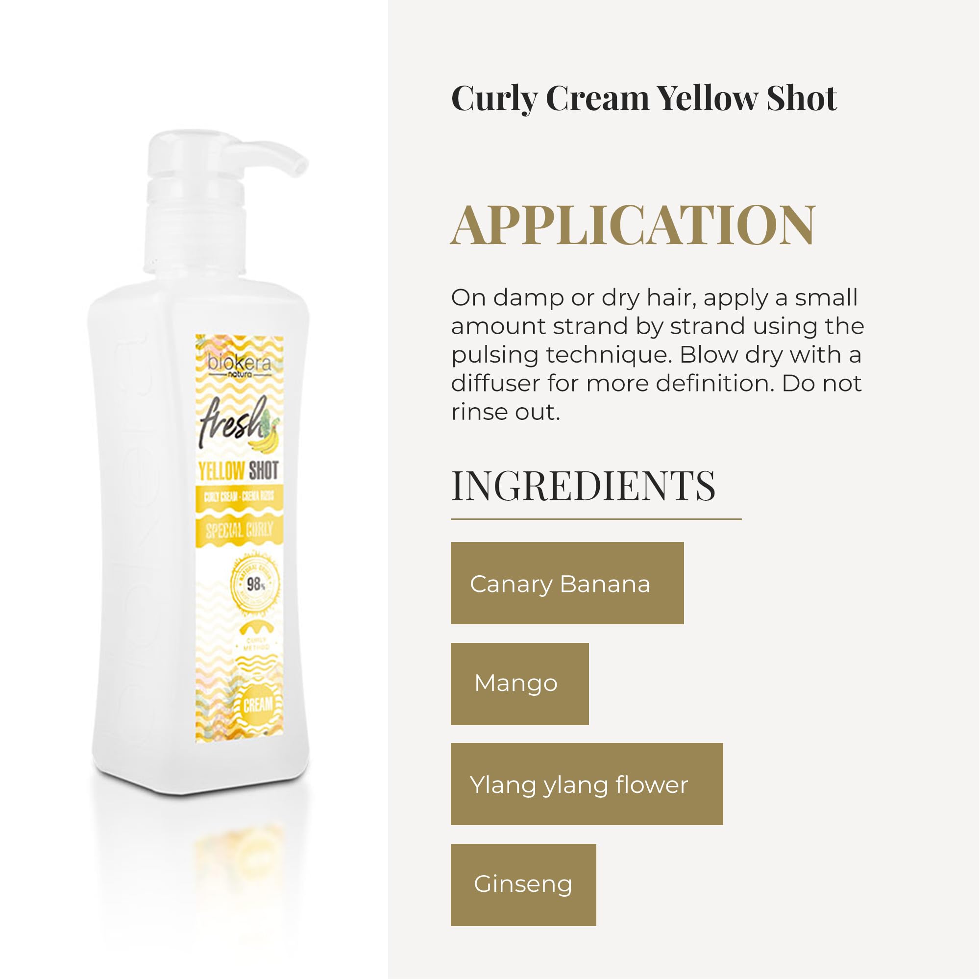 SALERM - Curl Activator Cream - Curly Cream Yellow Shot - 300 ml - Biokera Fresh - Defined Curls - Deep Hair Hydration - Eliminates Frizz - Sulfate-Free and Paraben-Free