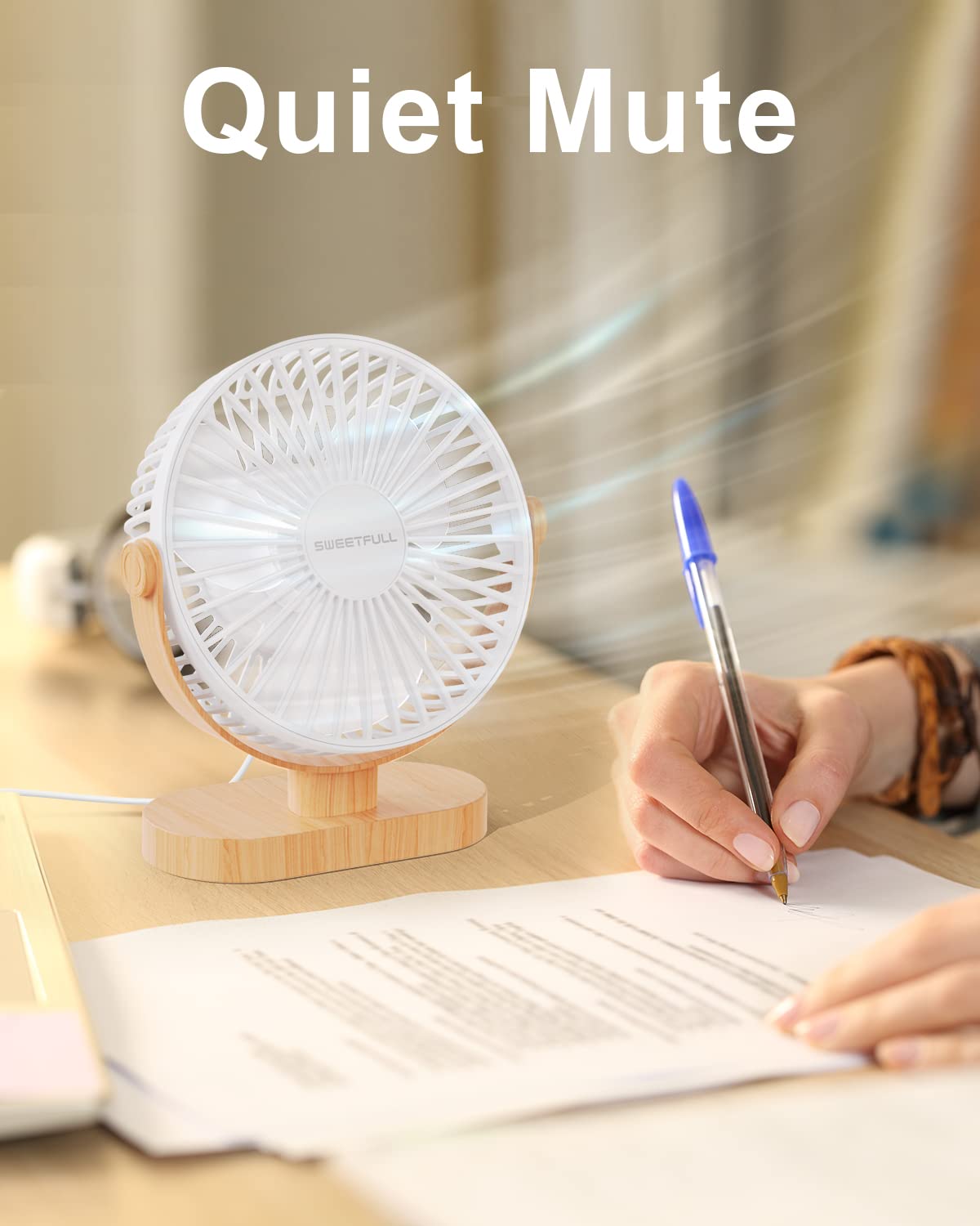 SWEETFULL Small USB Desk Fan, Desktop Table Fan, Quiet Office Min by SWEETFULL - Angle View 8