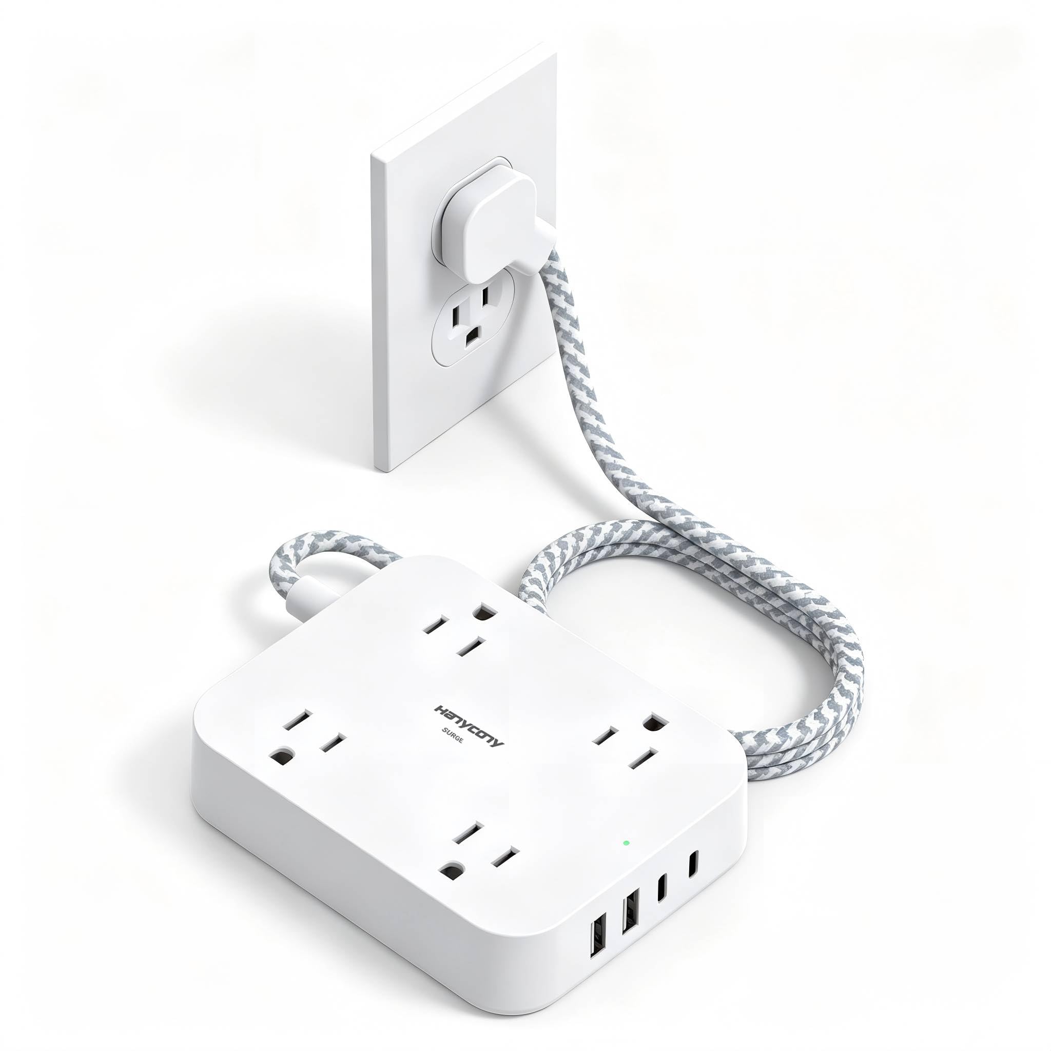 HANYCONY Flat Plug Extension Cord, 4 Widely Power Strip with 4 US - HANYCONY Official Product View 10