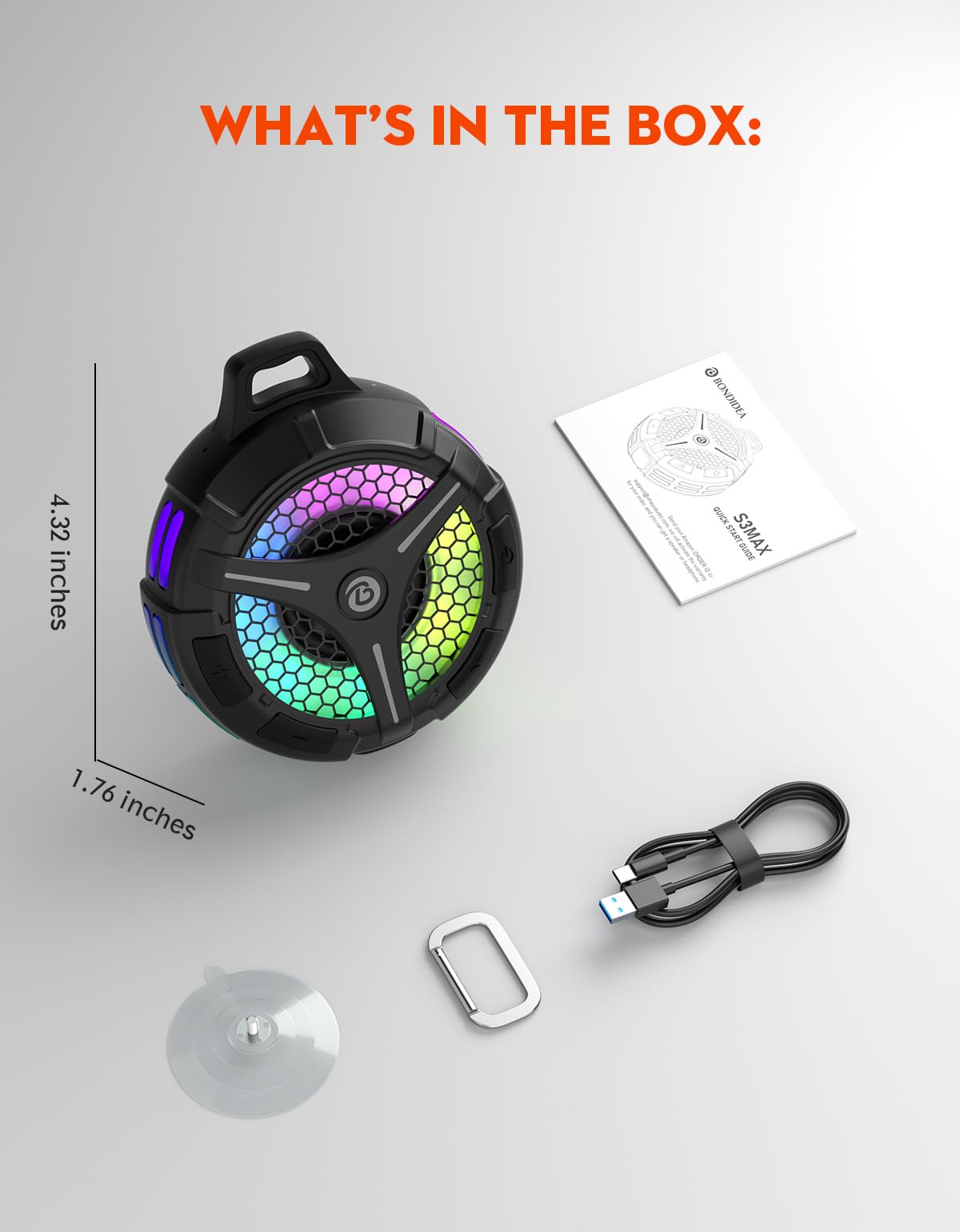 bondidea Waterproof Bluetooth Shower Speaker with Suction Cup, IP by bondidea - Angle View 7