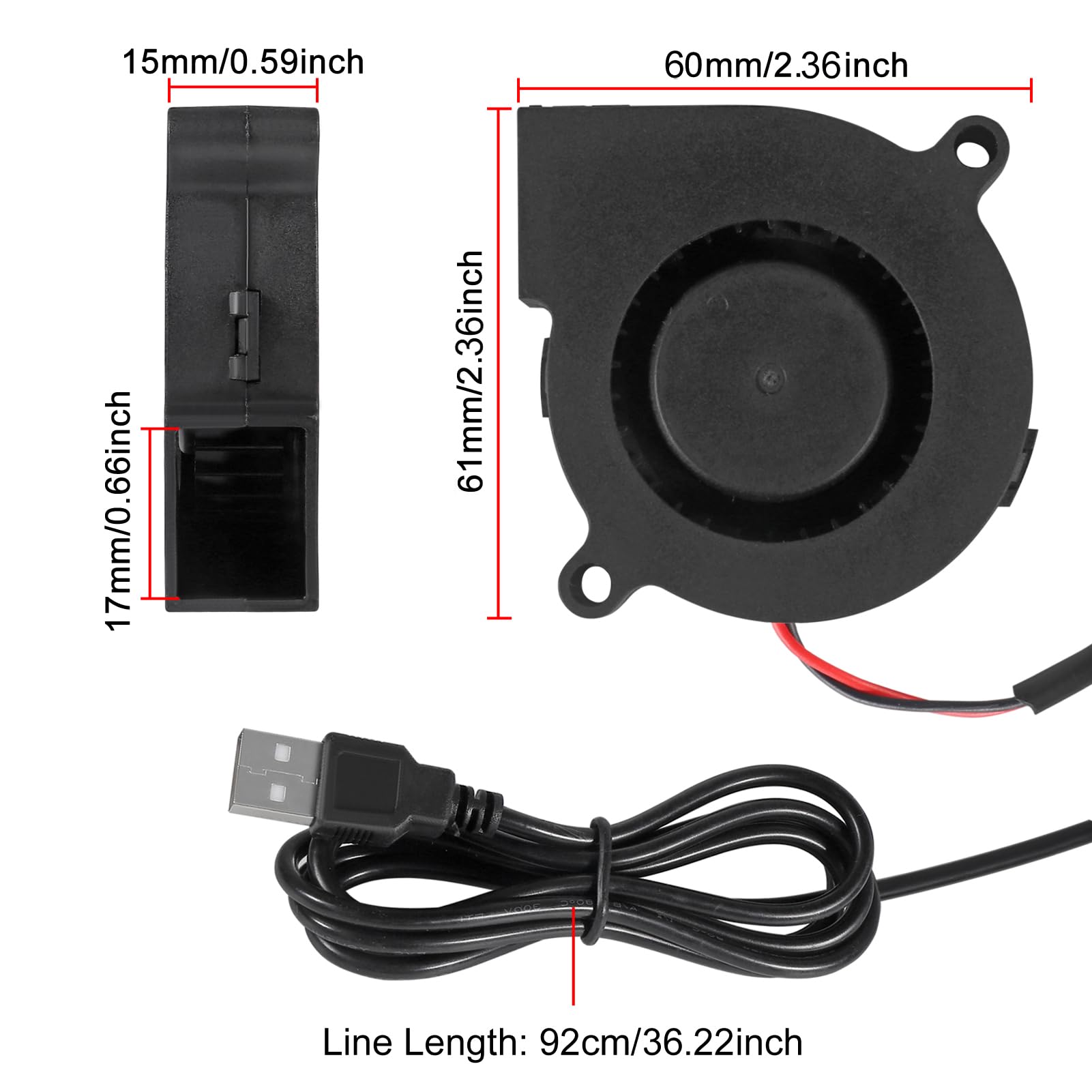 Shutao 4Pcs 6015 Cooler 5V DC Blower Brushless USB Cooling Fan 60mmx15mm Turbo B - Shutao Official Product View 6