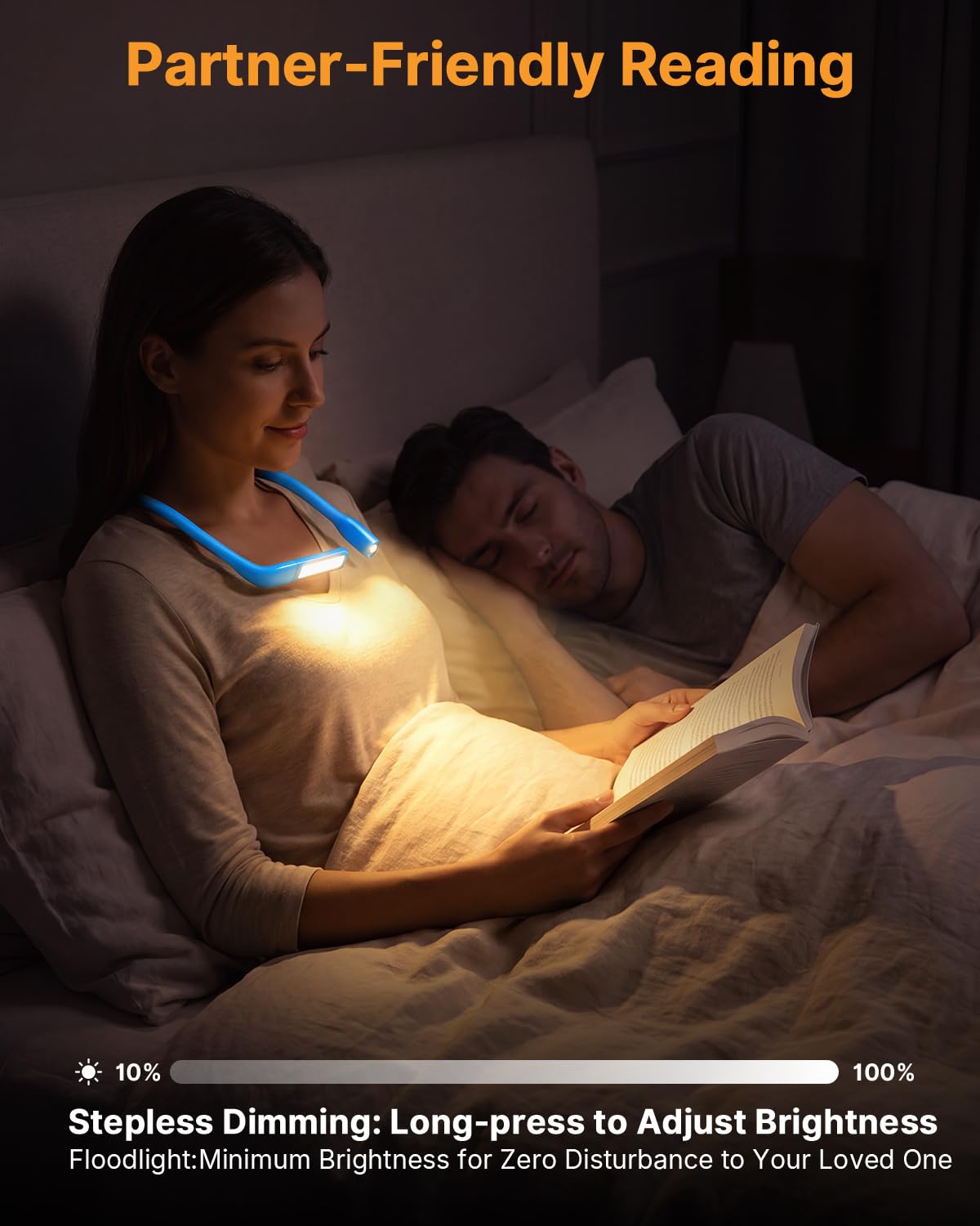 EastPin Neck Book Light with Storage Case, 3 Color Dimmable Reading Li - View 7