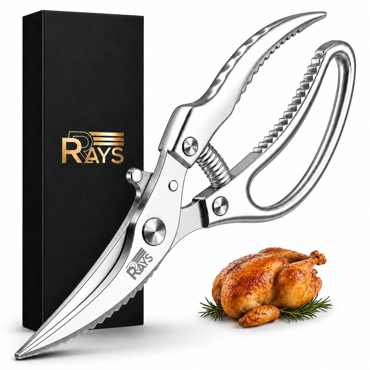 RRAYS Heavy Duty Poultry Shears, Spring Loaded Kitchen Scissors for Ch - View 1