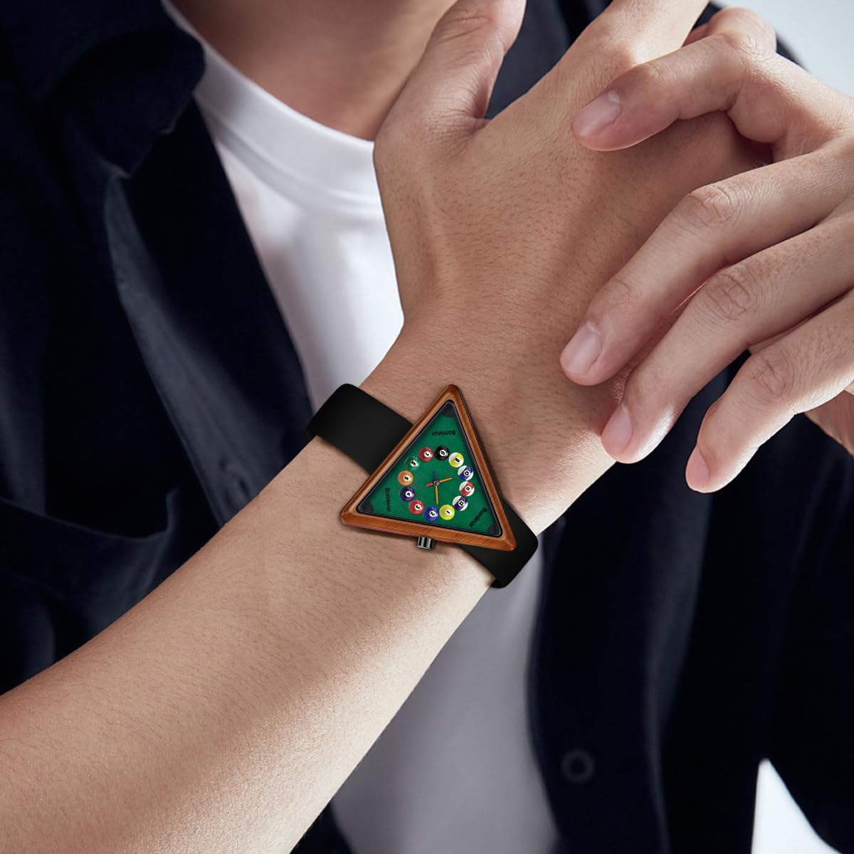 Bomieux Billiards-Inspired Analog Watch, Triangular Dial, for Men and - View 6