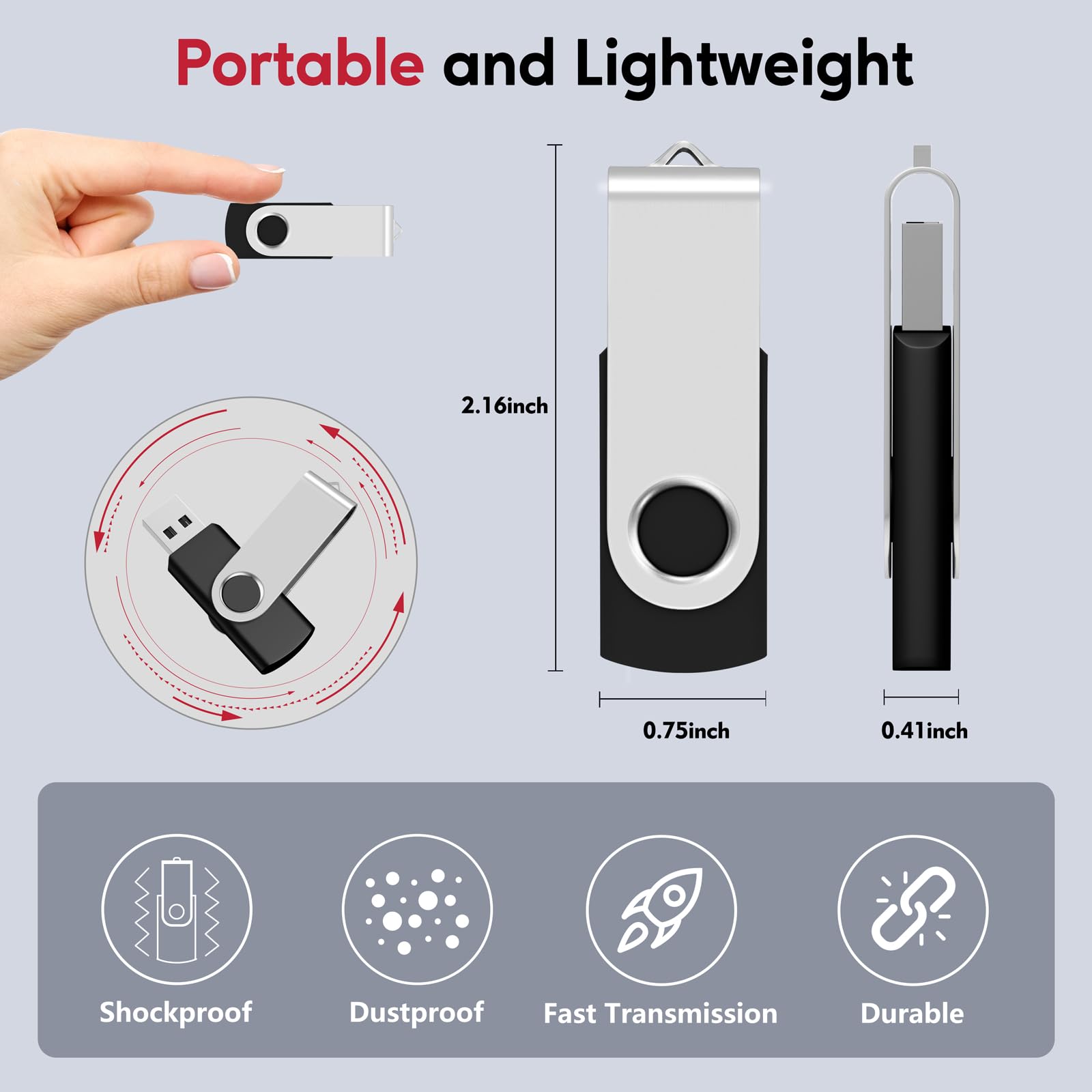 8GB USB Flash Drive 100 Pack, AreTop Premium USB2.0 Thumb Drives - AreTop Official Product View 3