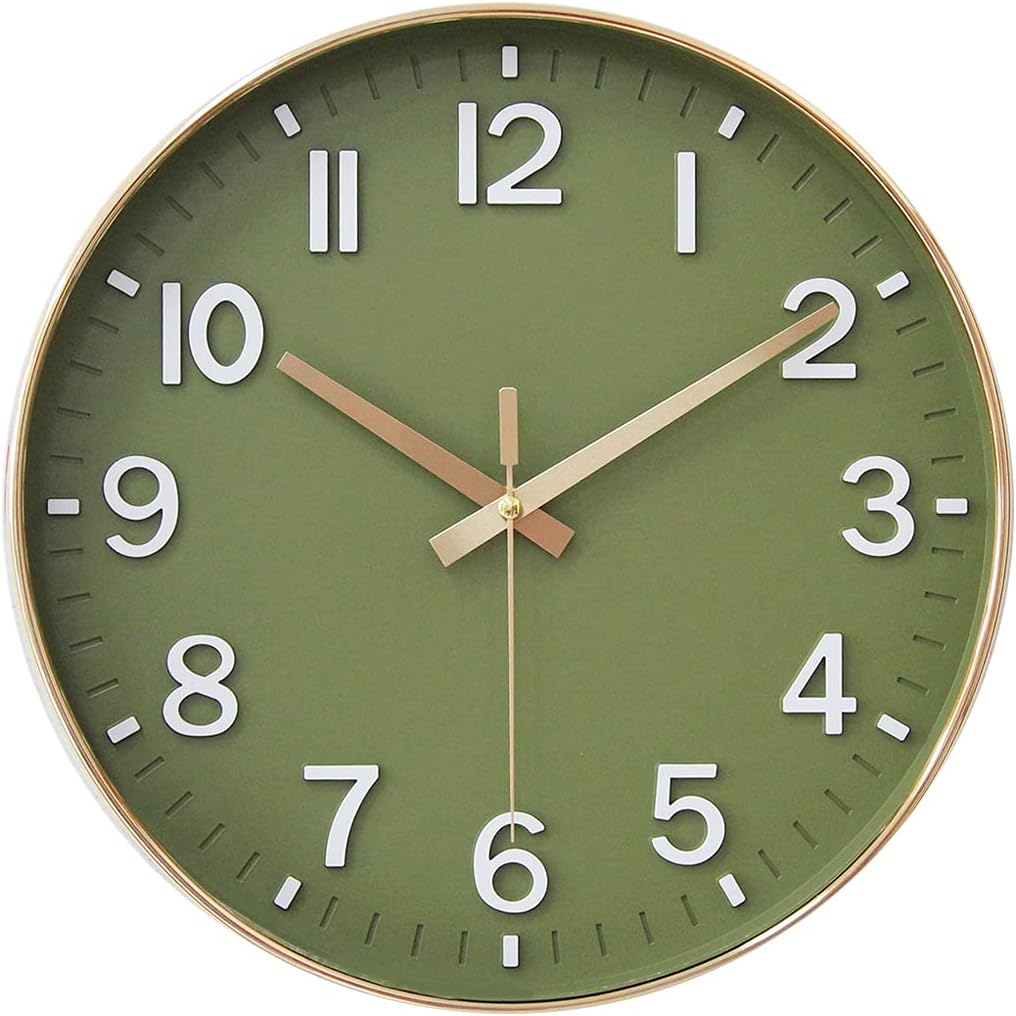 HZDHCLH 12-inch battery-operated wall clock with silent movement, modern design, and easy-to-read face.